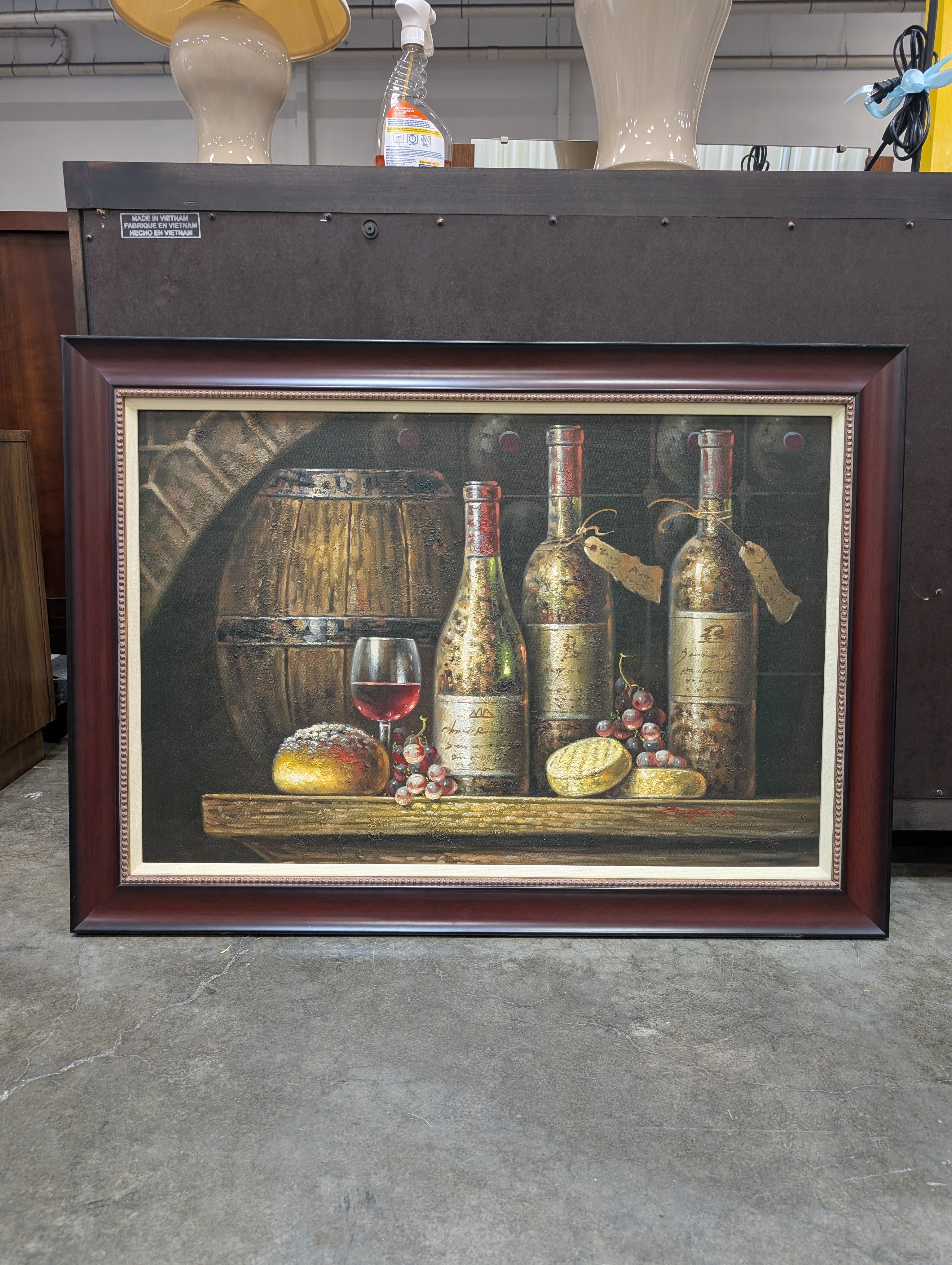 Tuscan Still Life Framed Painting with Wine Motif