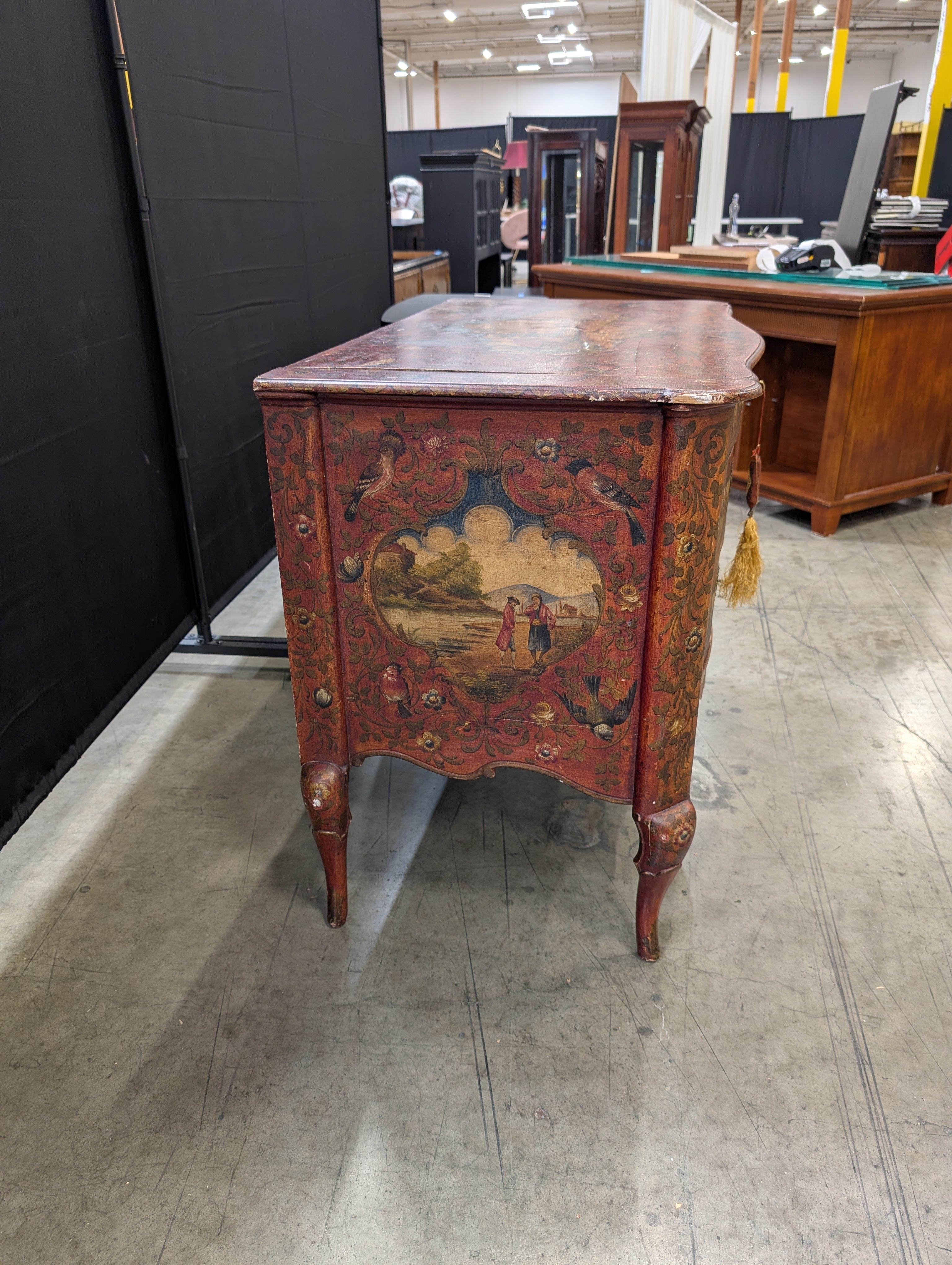 Decorative Hand-Painted Wooden Three-Drawer Commode