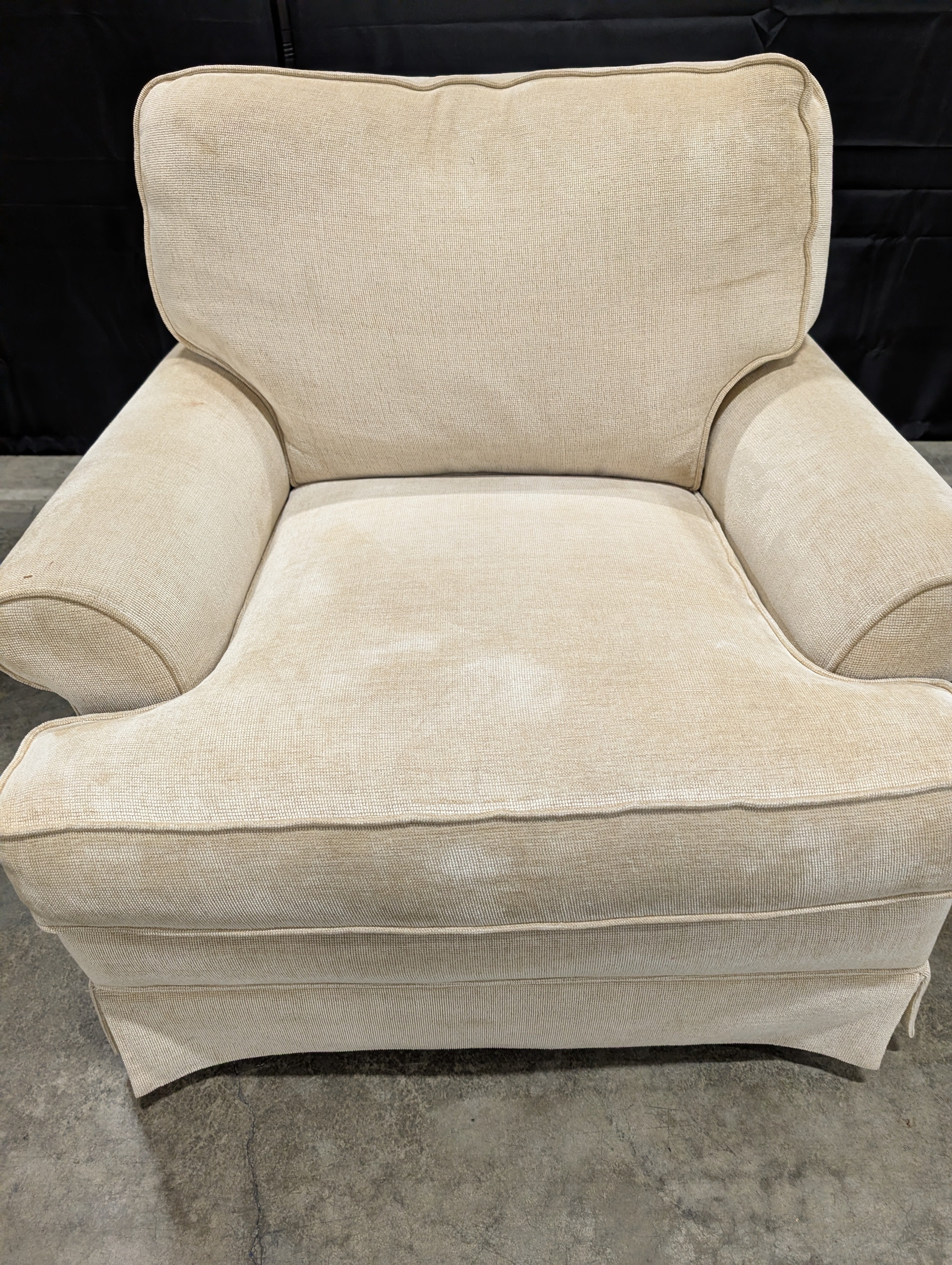 Neutral Beige Upholstered Rolled Arm Accent Chair