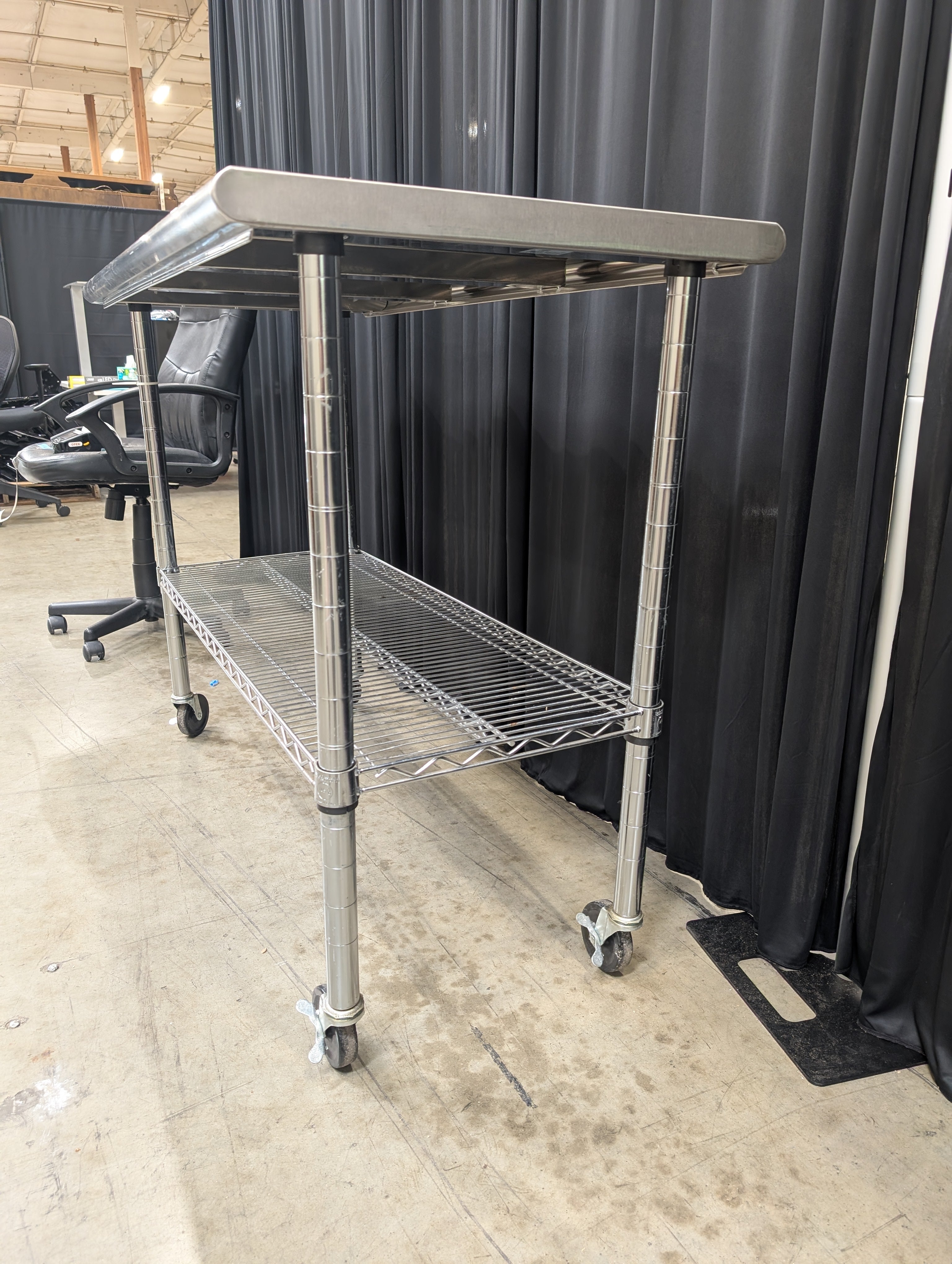 Silver Stainless Steel Kitchen Cart with Wire Shelf