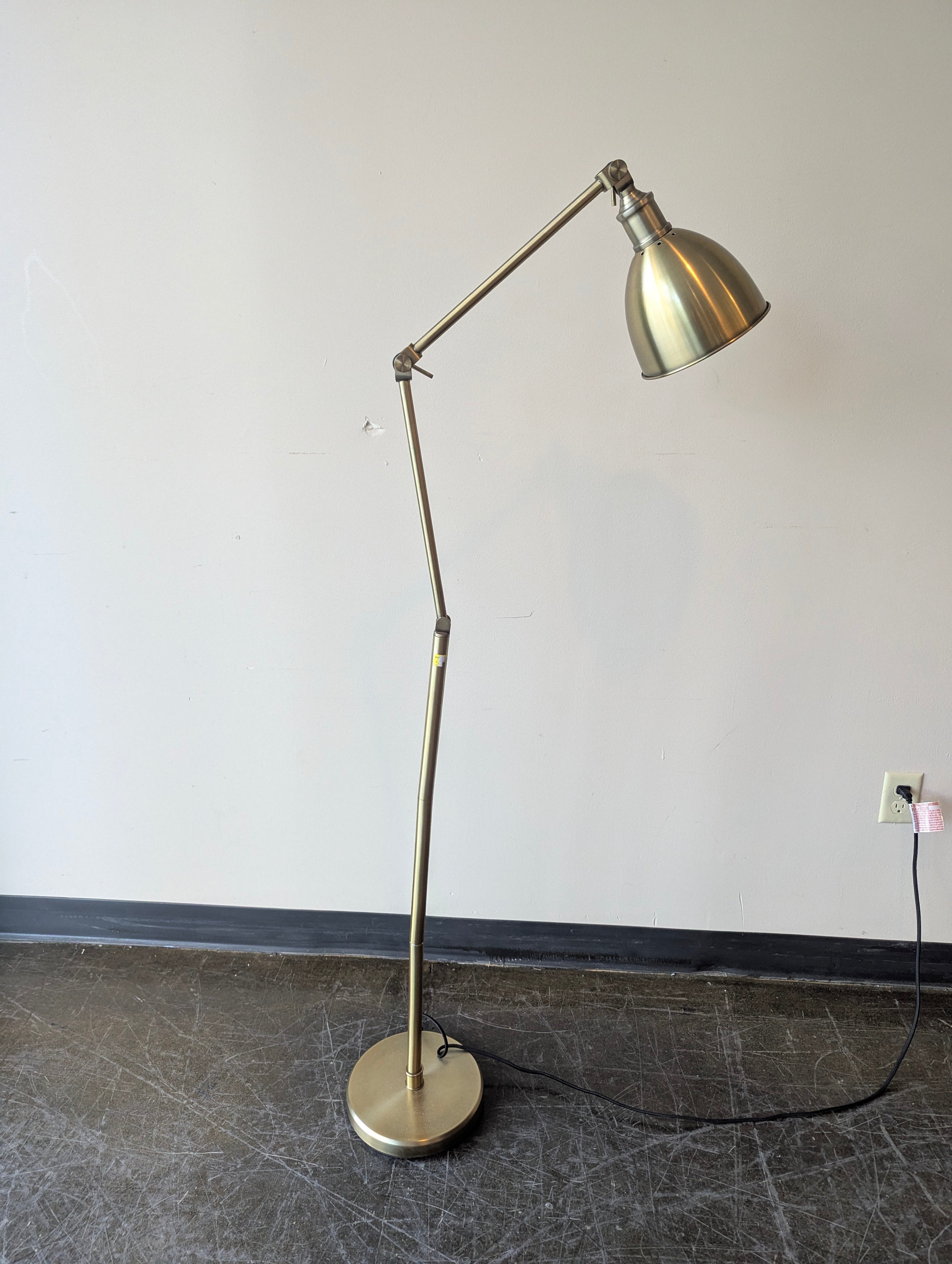 Brass Adjustable Metal Floor Lamp with Dome Shade