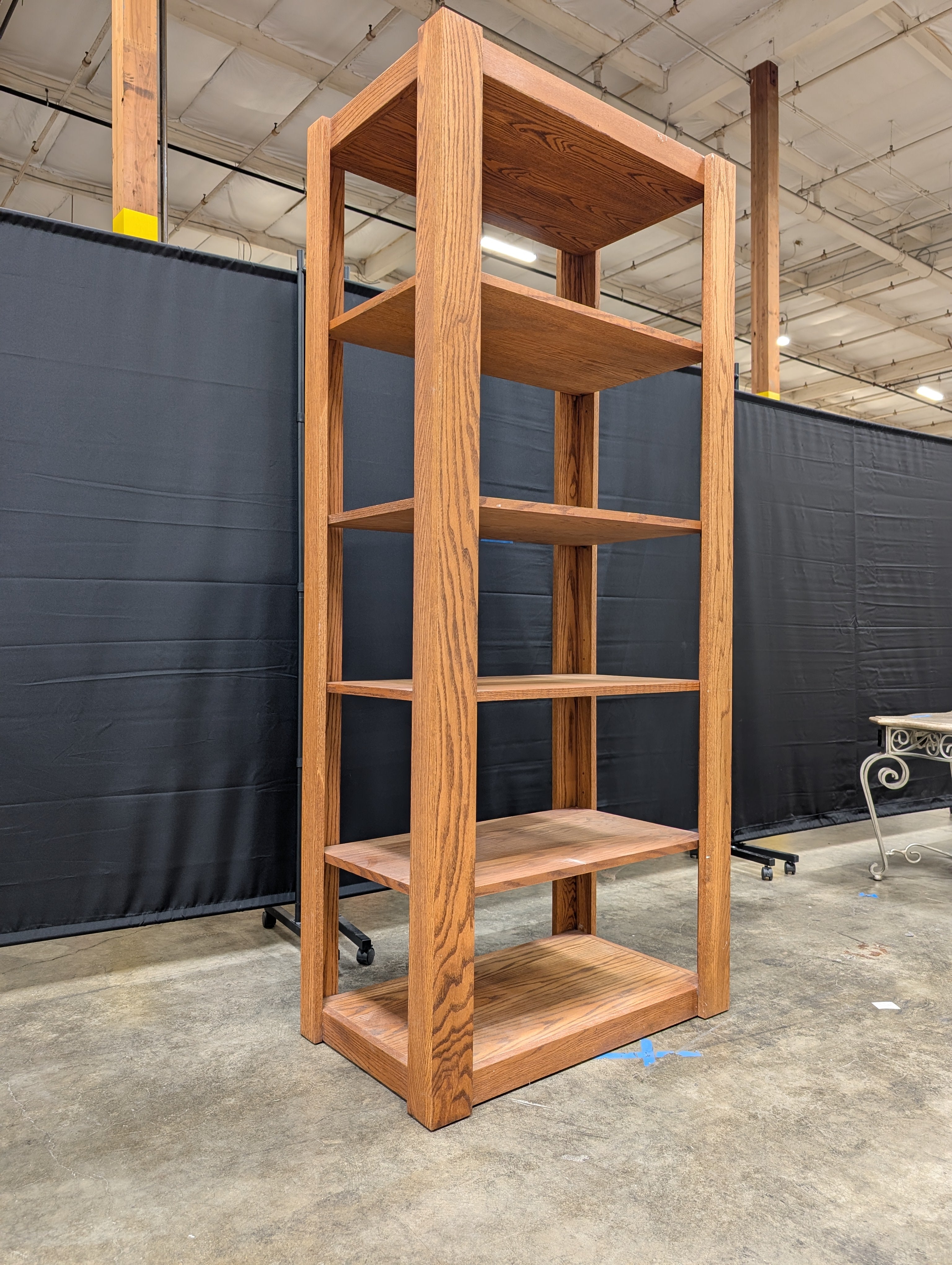 Five-Tier Oak Wood Bookcase in Medium Brown
