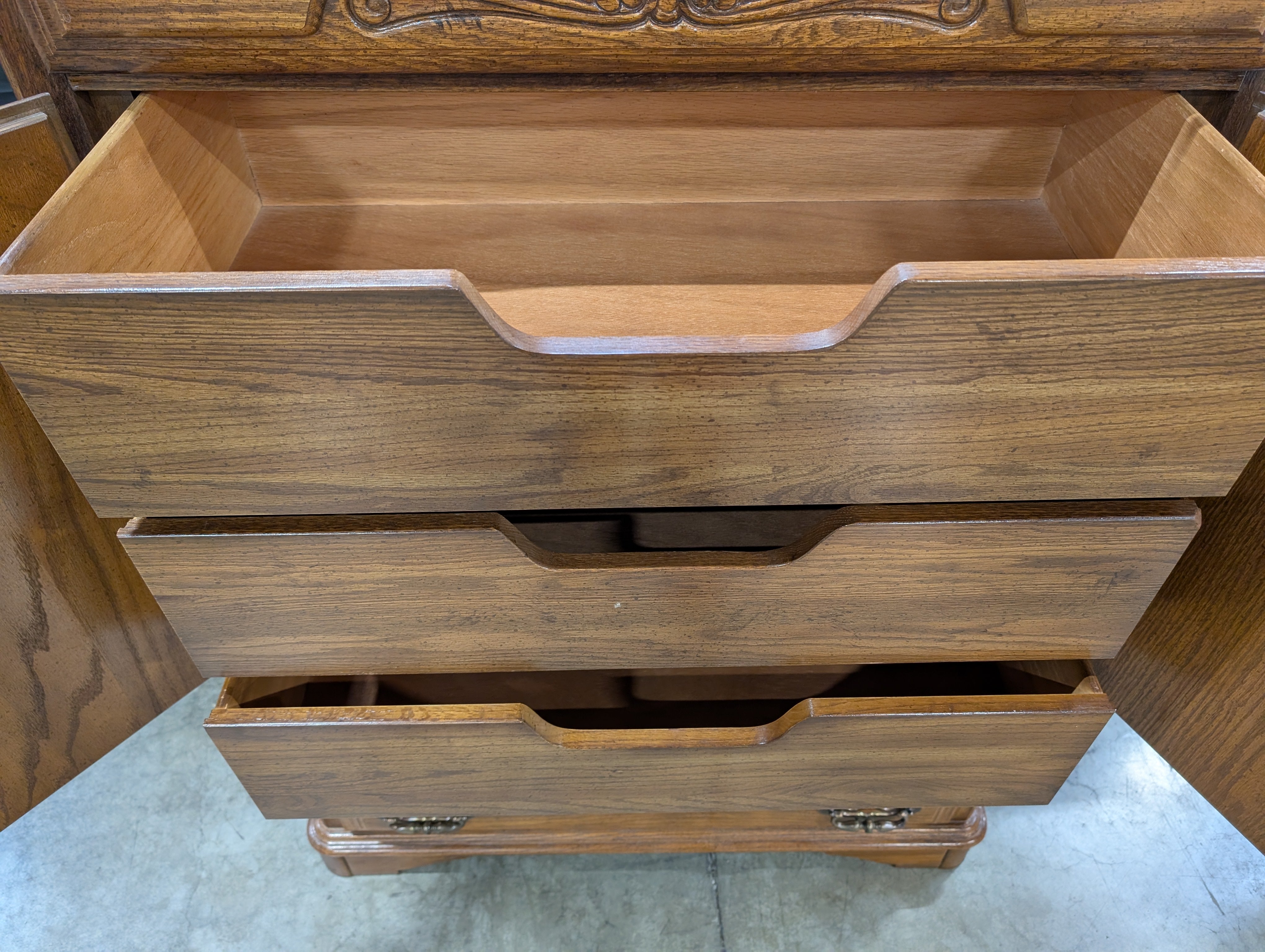 Sumter Cabinet Co. Classic Wood Tall Chest with Carved Detail and Cabinet Doors
