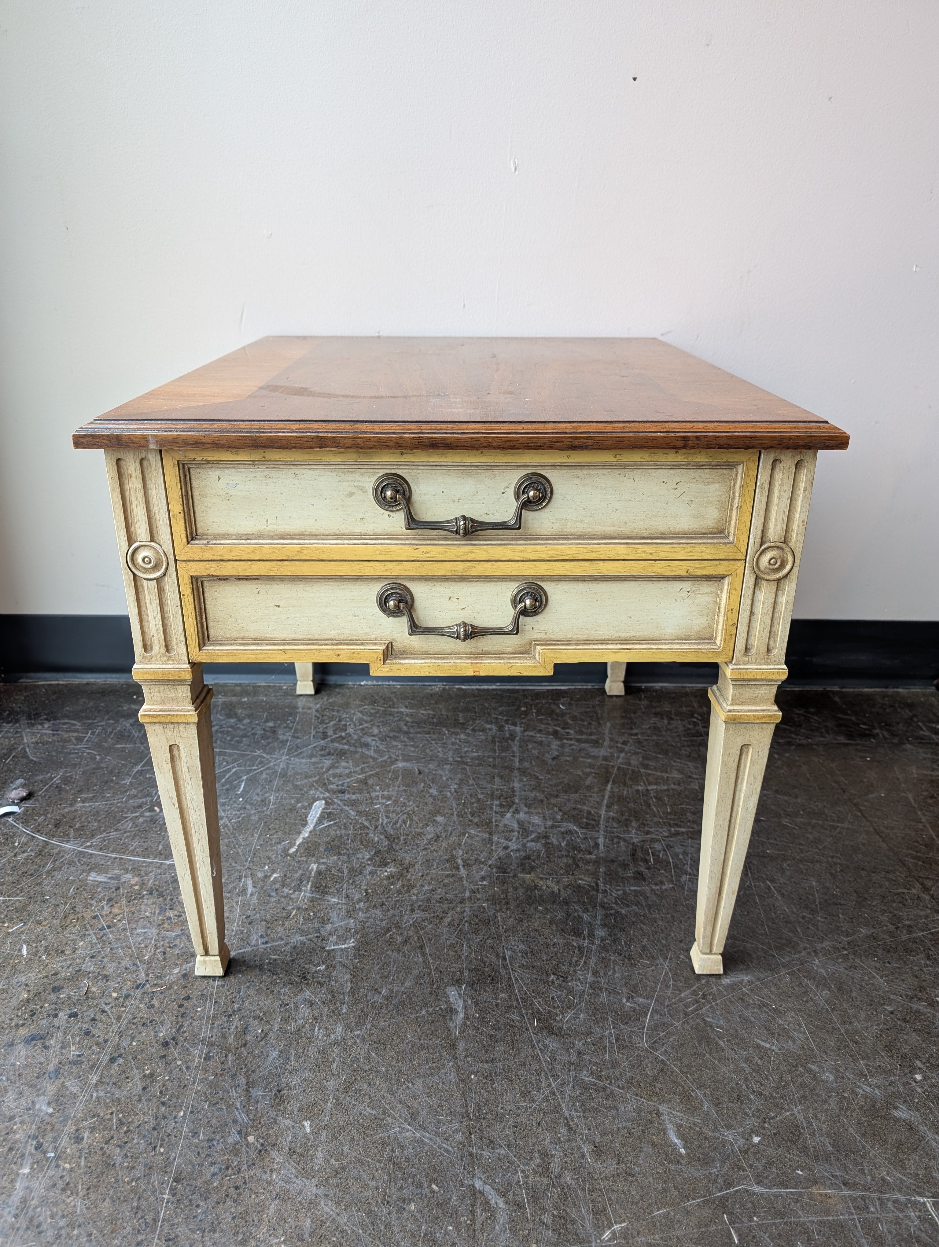 Heritage Neoclassical Wood Side Table with Drawer