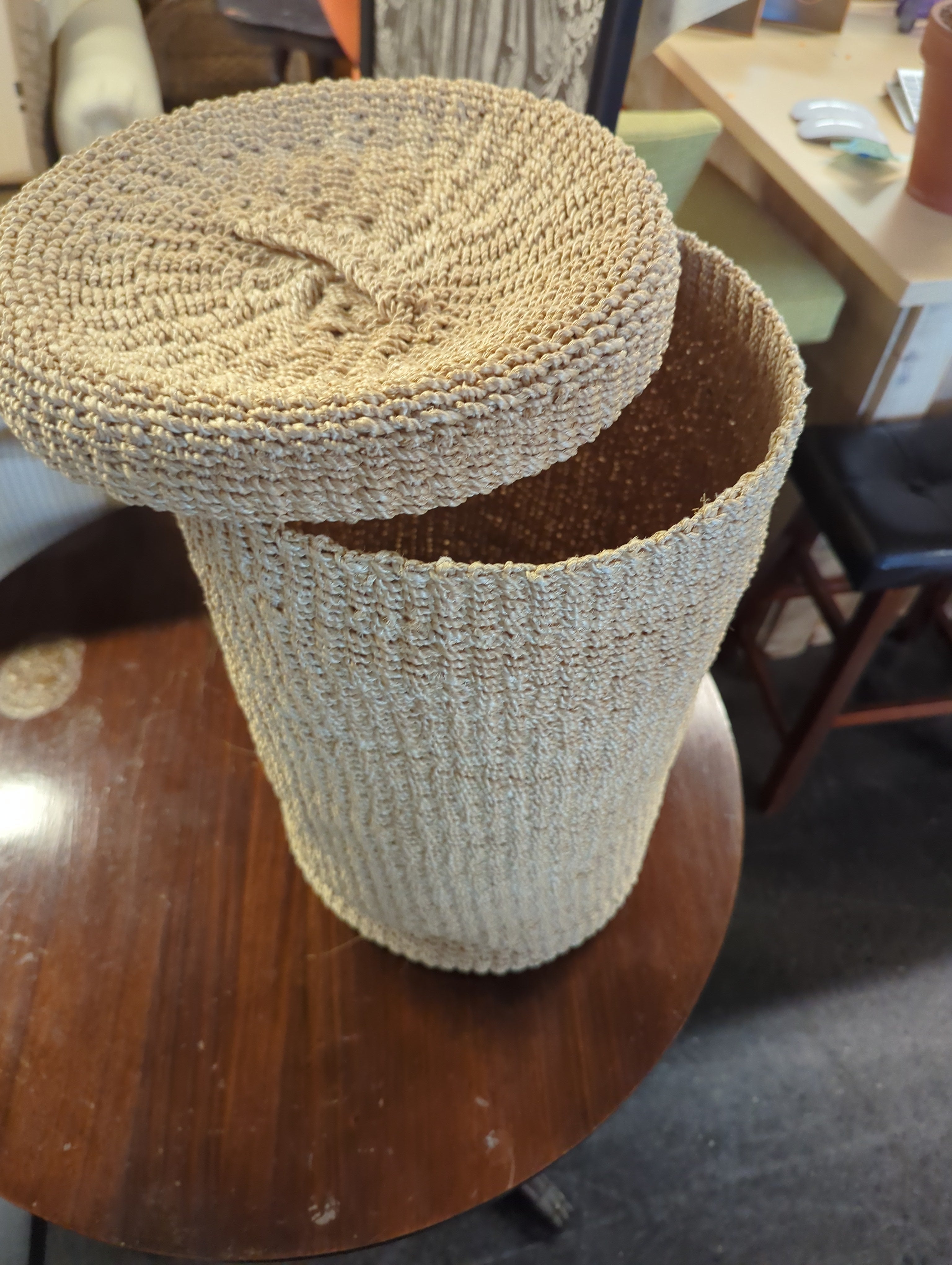Tall wicker basket