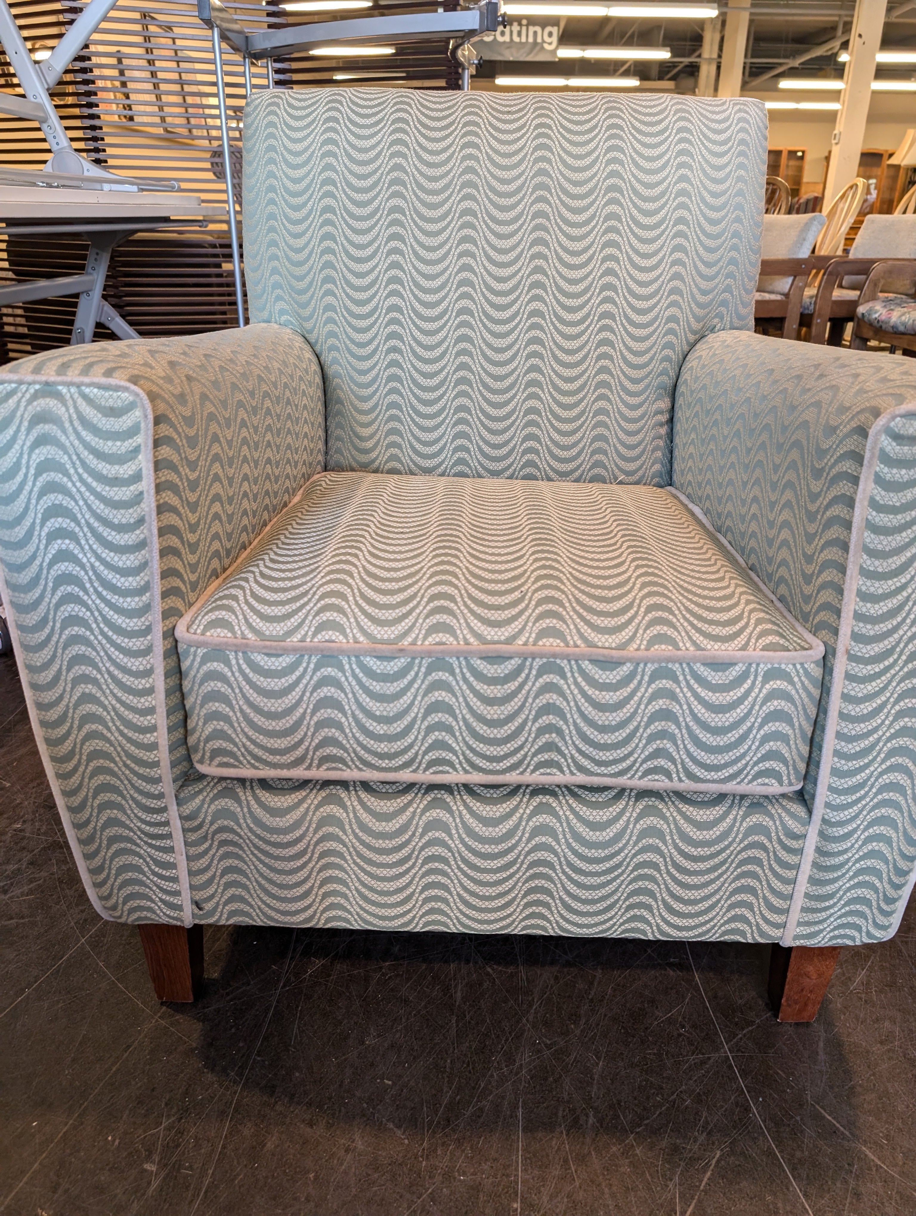 Pair of Contemporary Upholstered Club Chair with Wavy Pattern