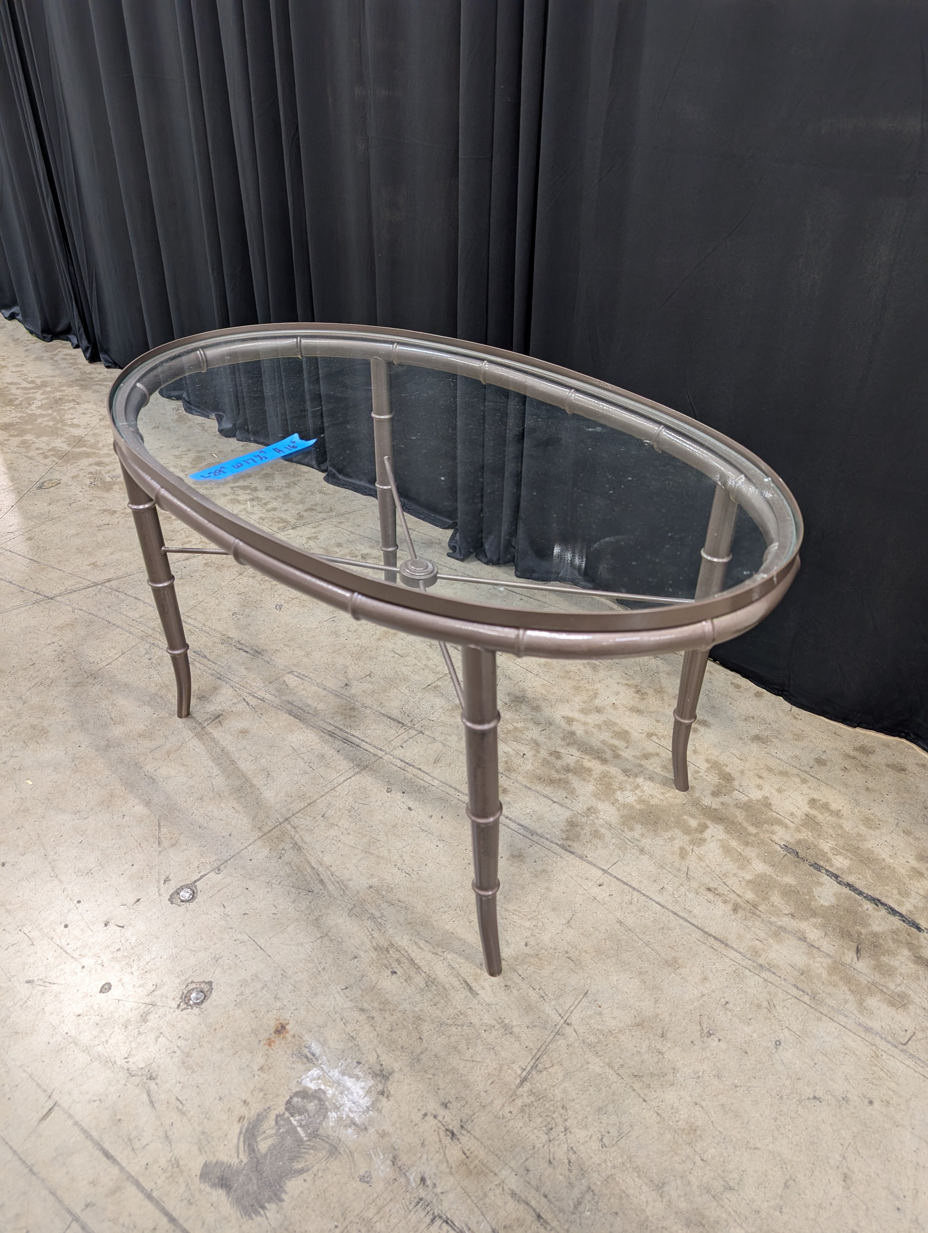 Dark Bronze Bamboo Style Oval End Table