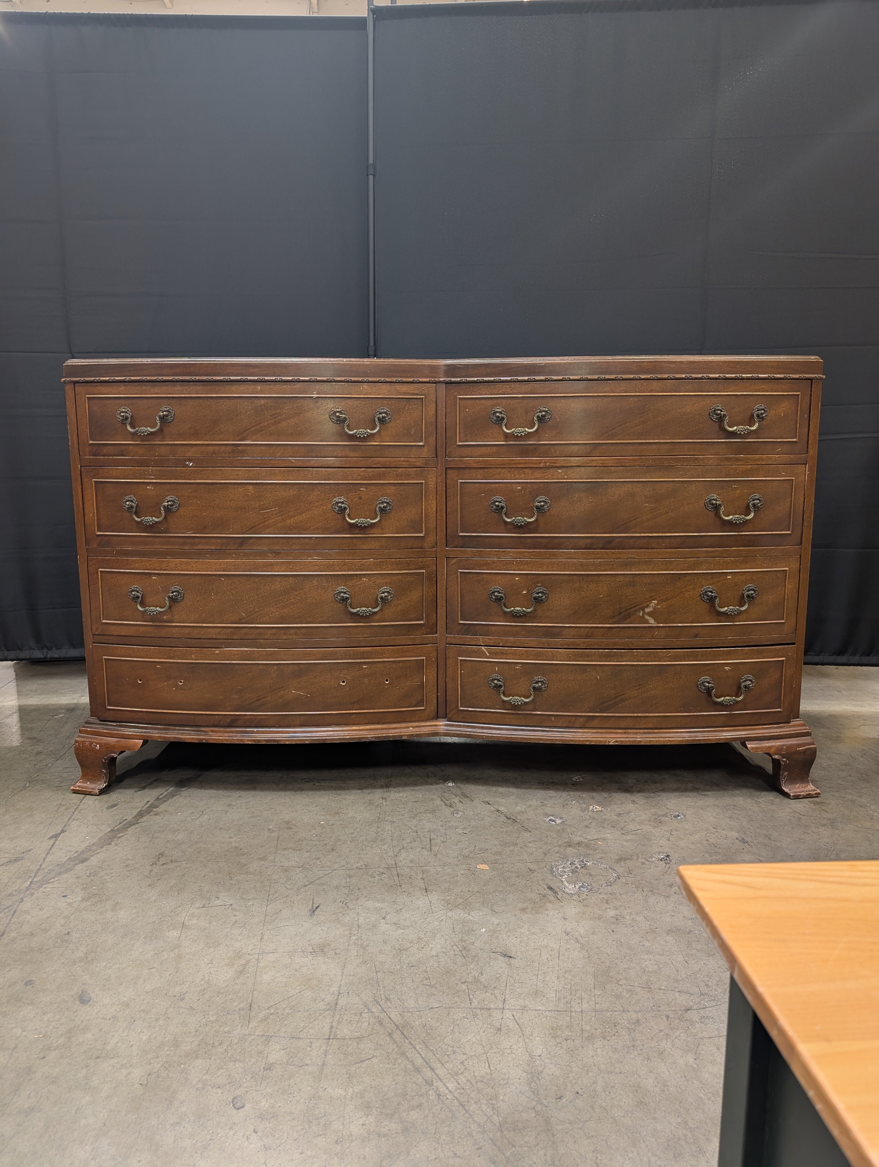 Vintage RWAY Eight Drawer Wood Dresser