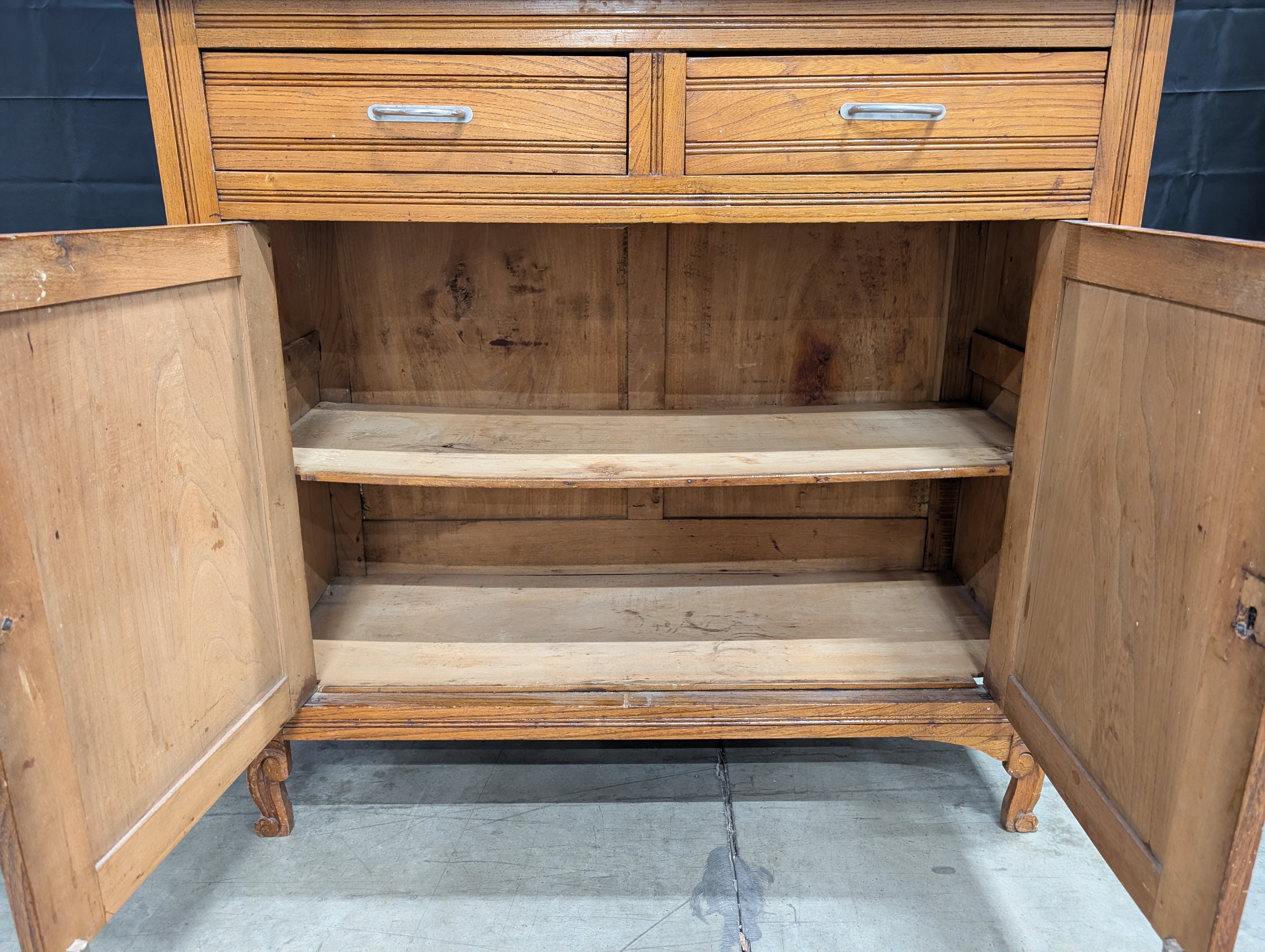 Vintage Brown Wood Folding Cabinet Desk