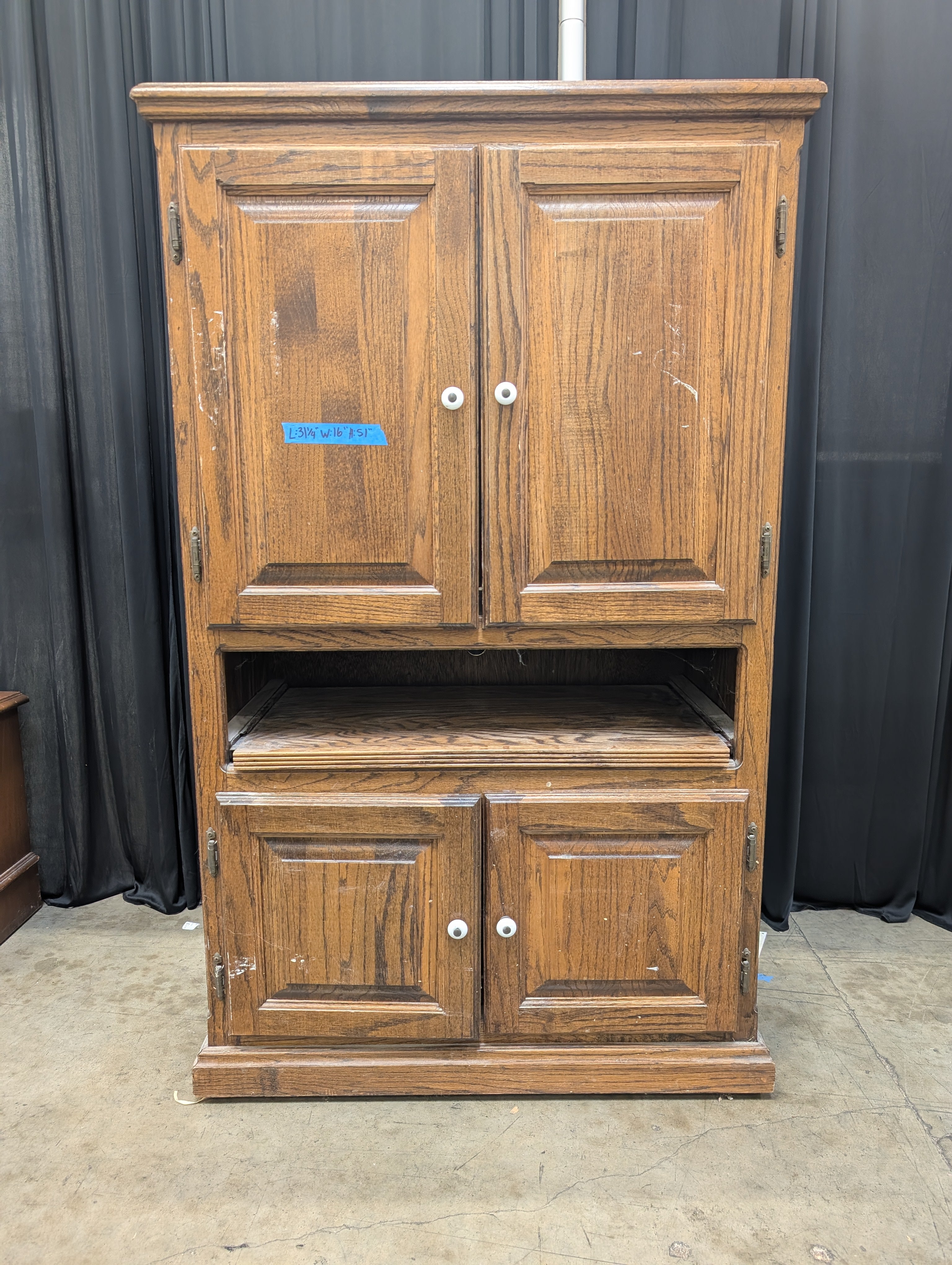 Traditional Oak Storage Armoire with Raised Panels
