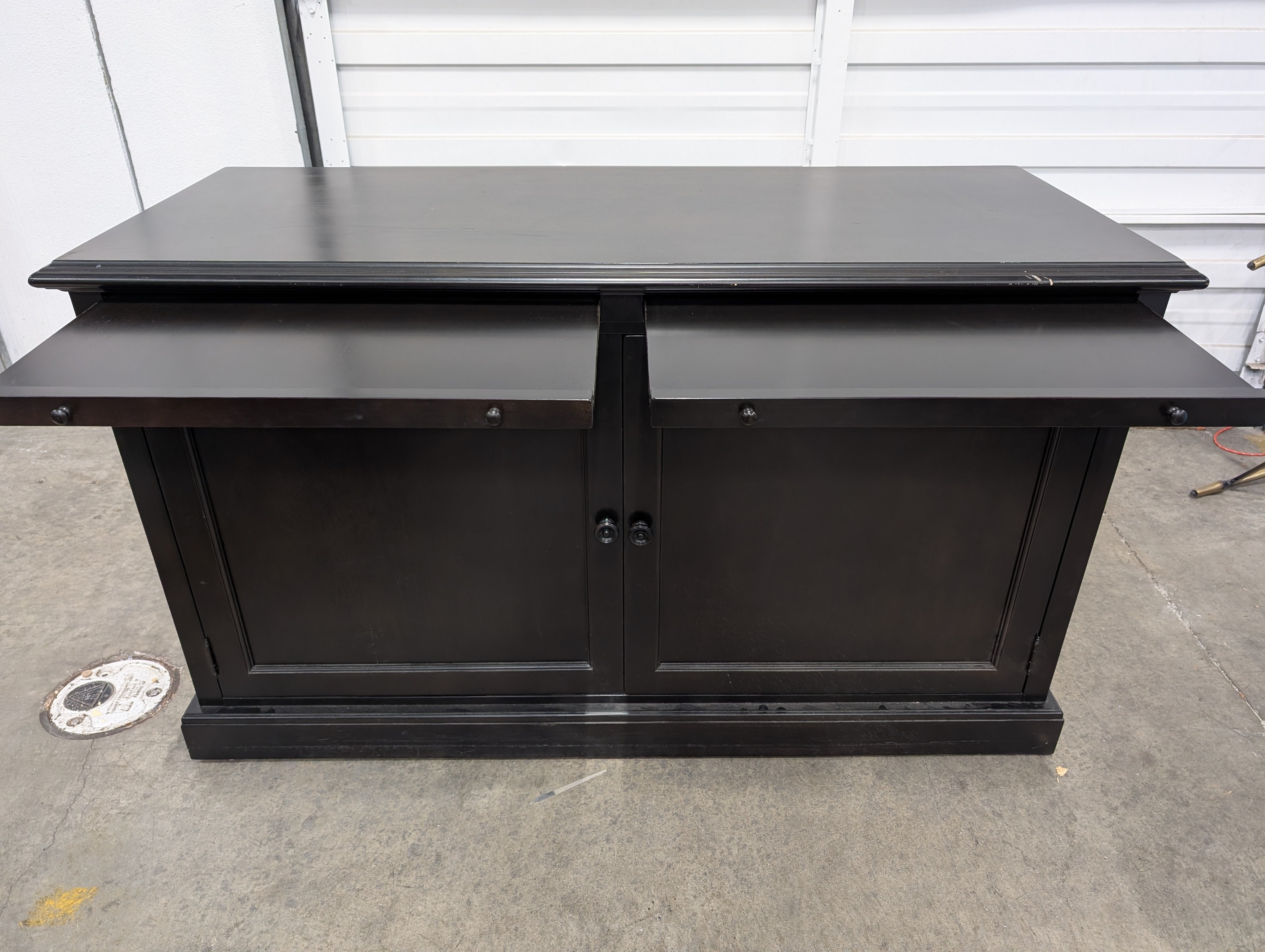 Versatile Dark Wood Drexel Storage Cabinet with Double Doors