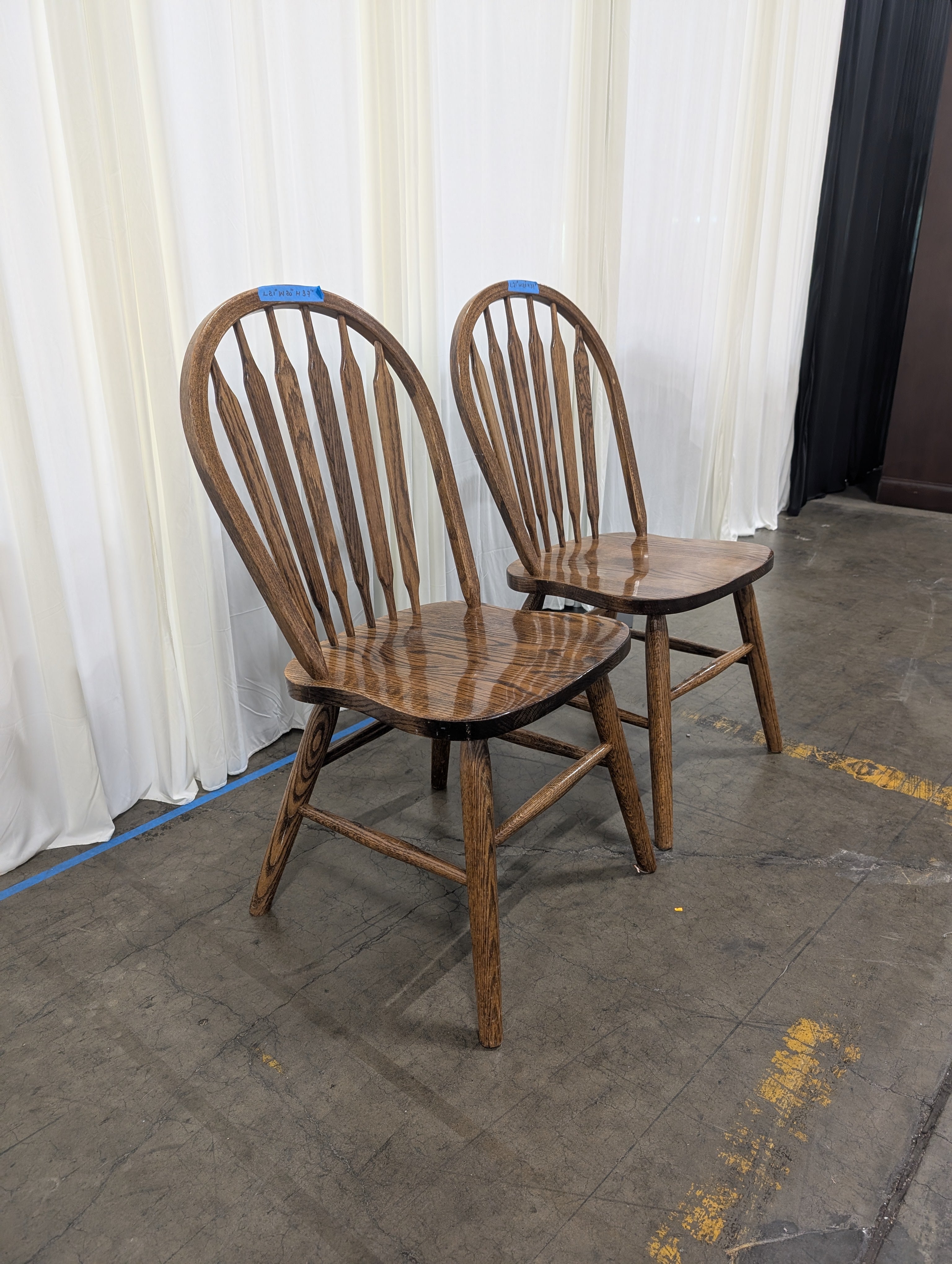 Pair of Dark Stained Wood Spindle Back Chair