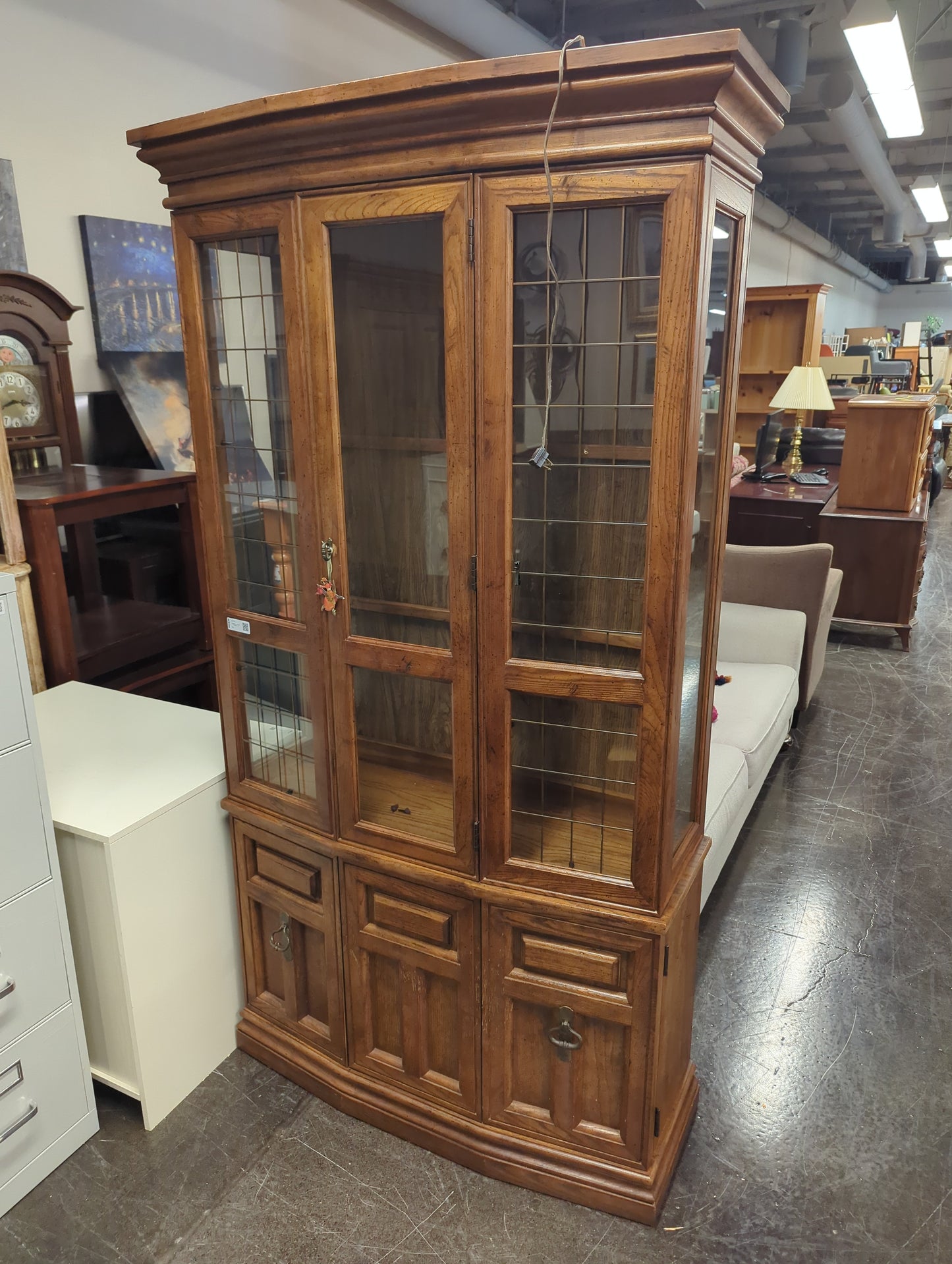 China Cabinet, with Black Metal Glass Detail
