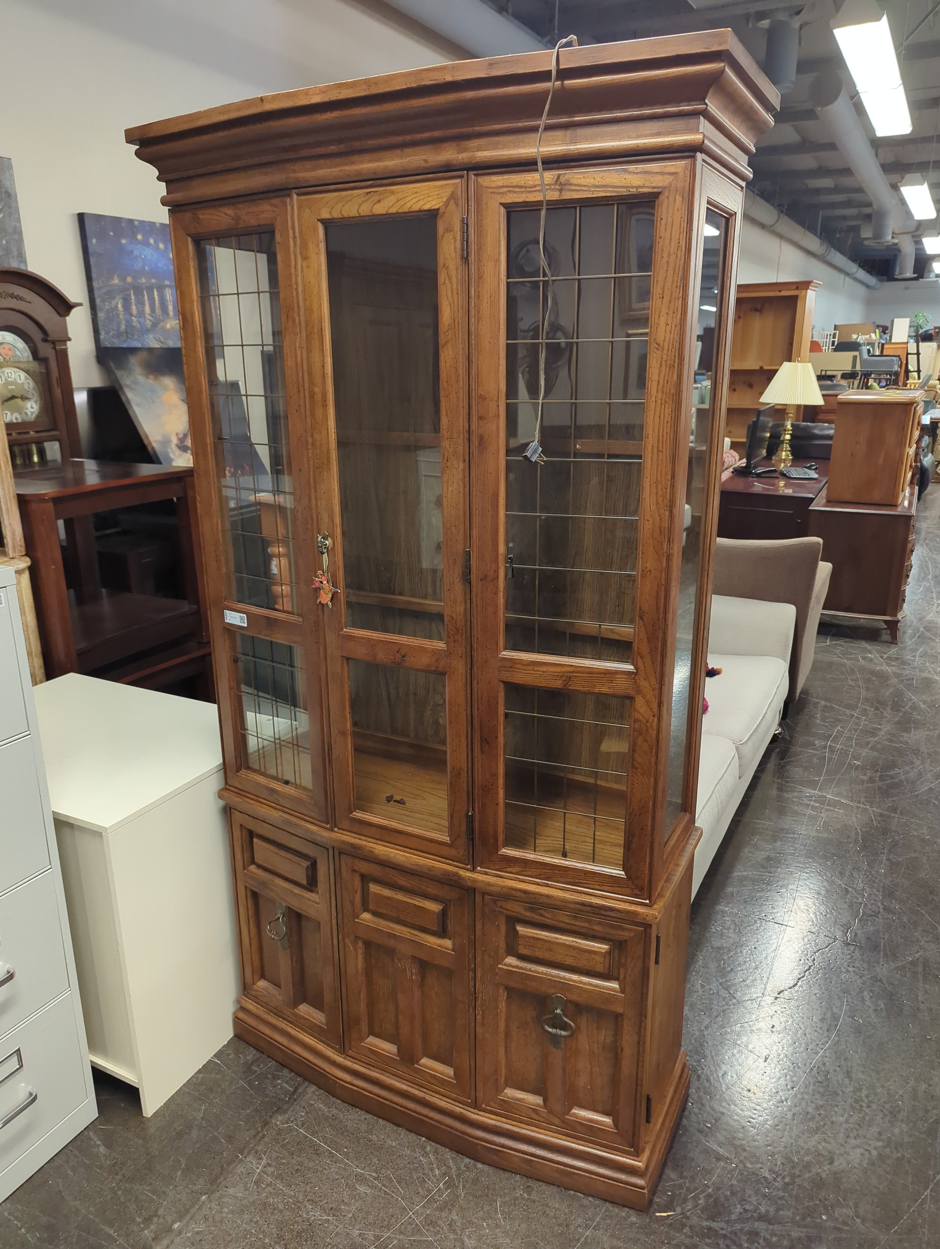 China Cabinet, with Black Metal Glass Detail