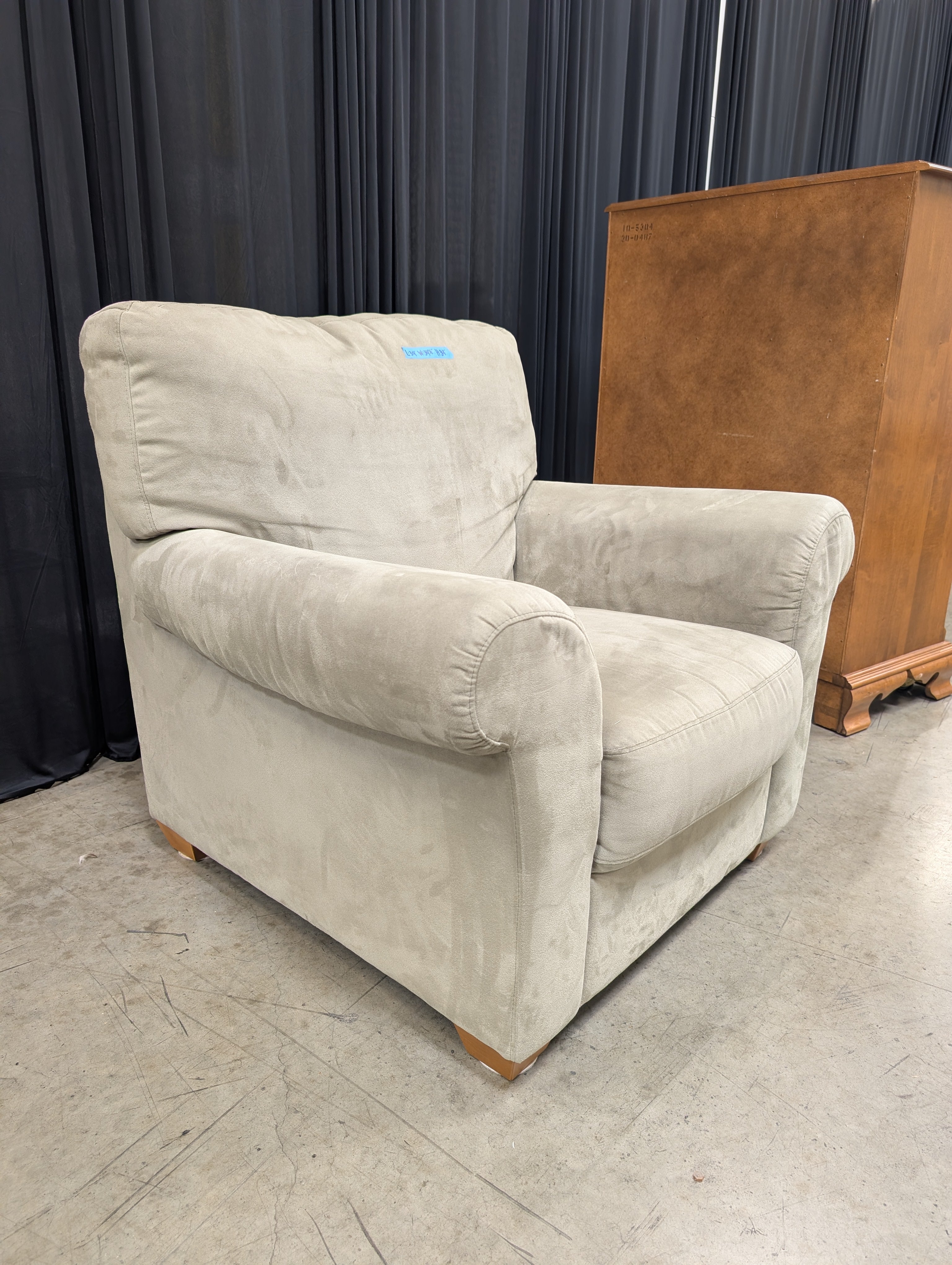 Grey Microfiber Rolled Arm Armchair