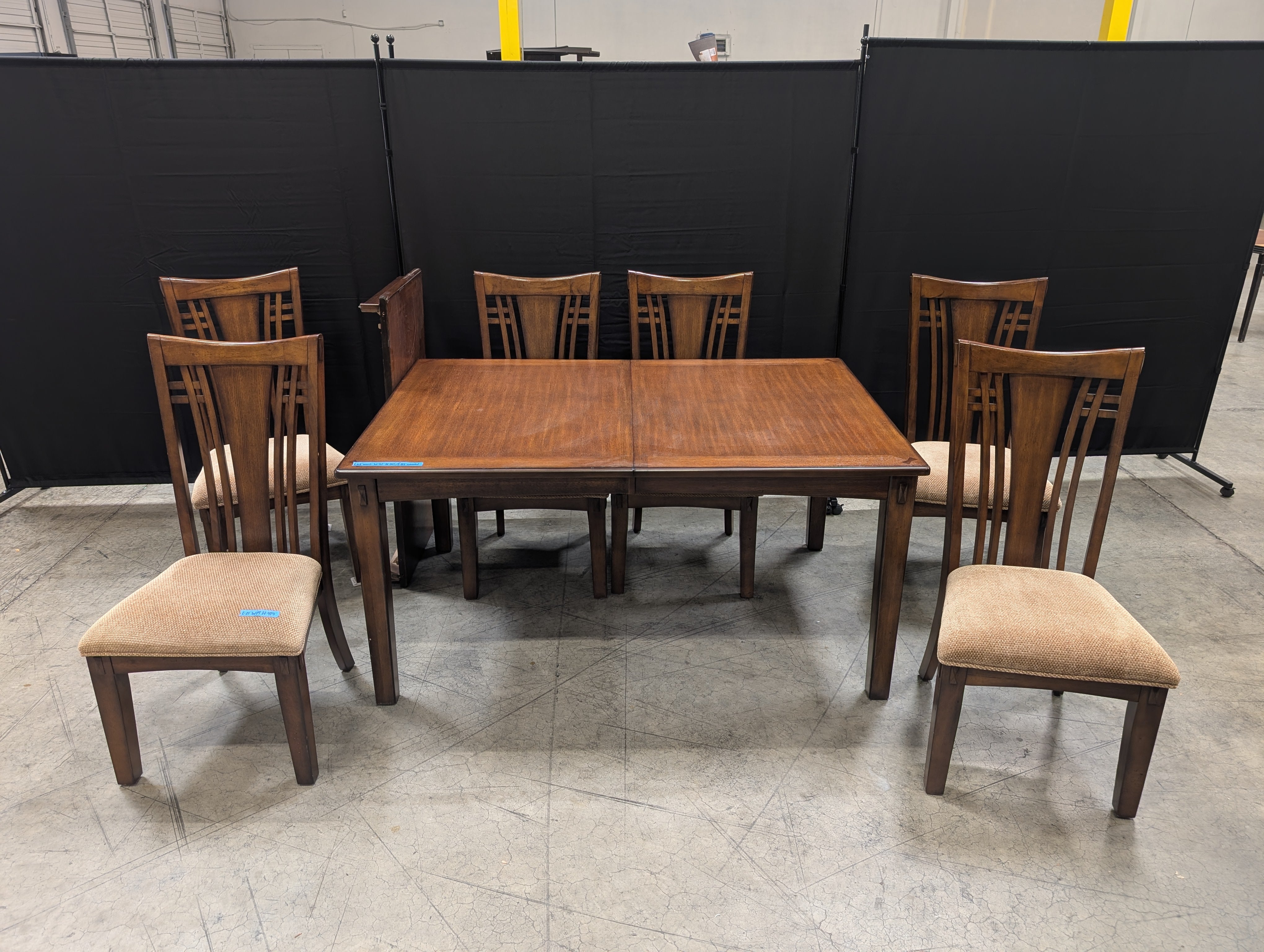 Rectangular Wood Dining Table and Six Chairs in Dark Stain Dining Set