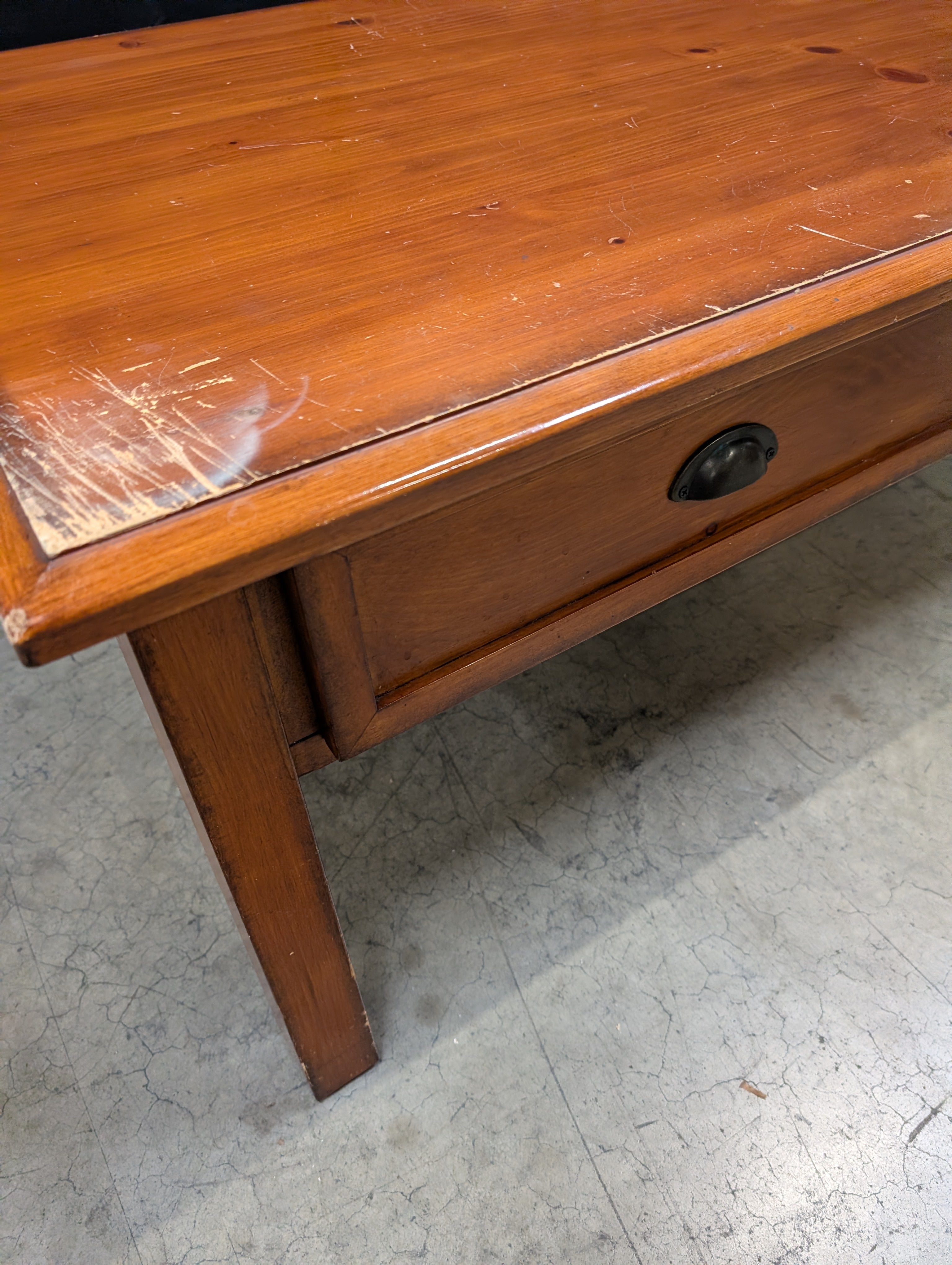 Used Hardwood Coffee Table with Two Storage Drawers