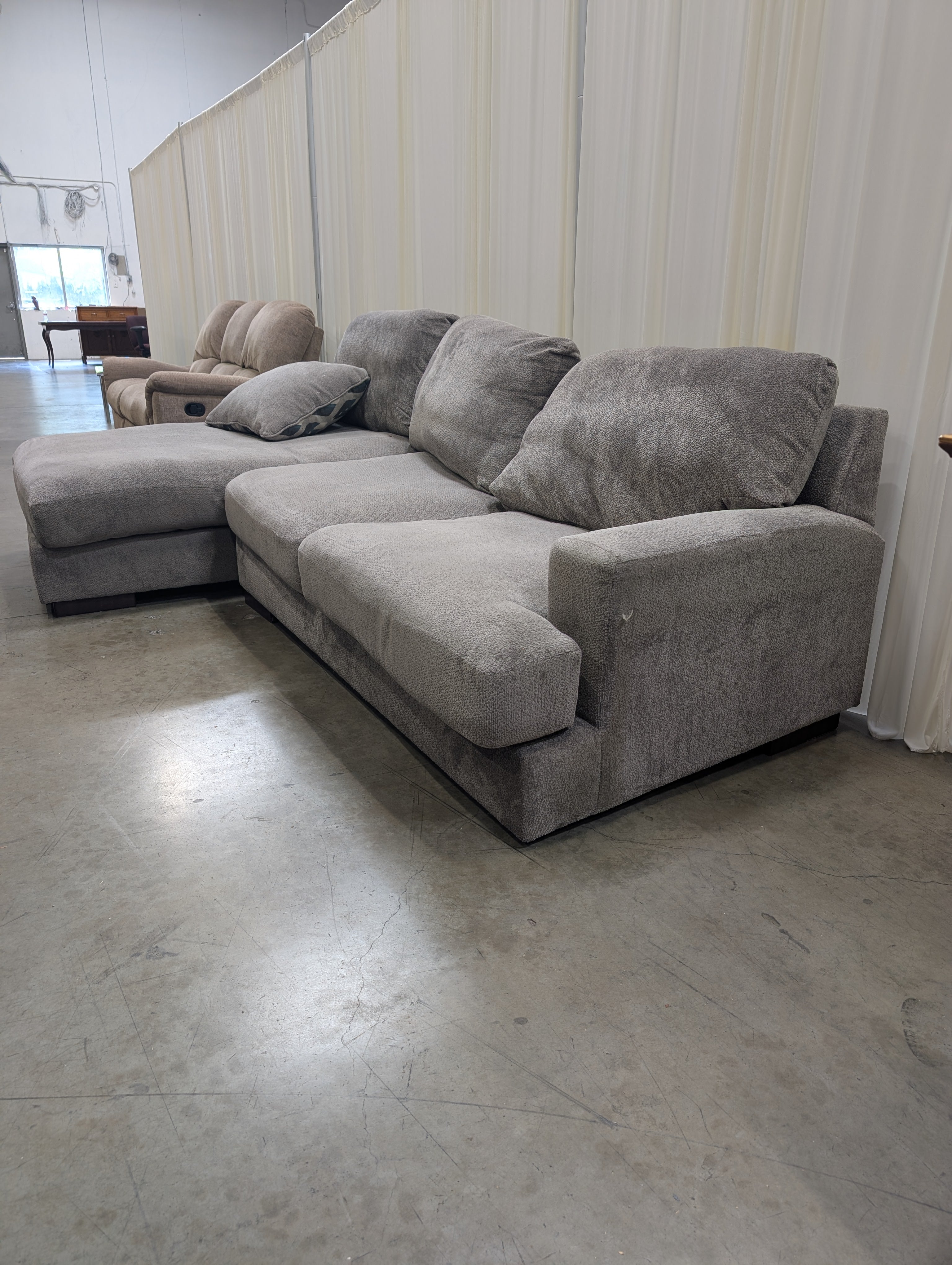 Ashley Furniture Textured Light Grey Sectional Couch in Upholstery