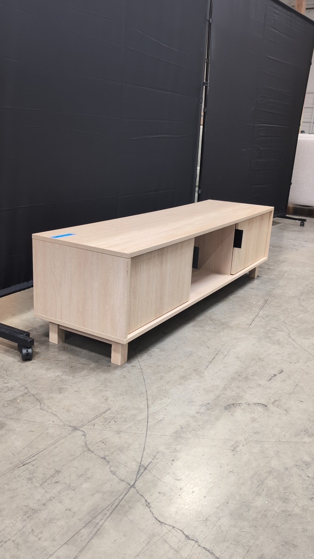 Modern Light Wood Media Console with Storage