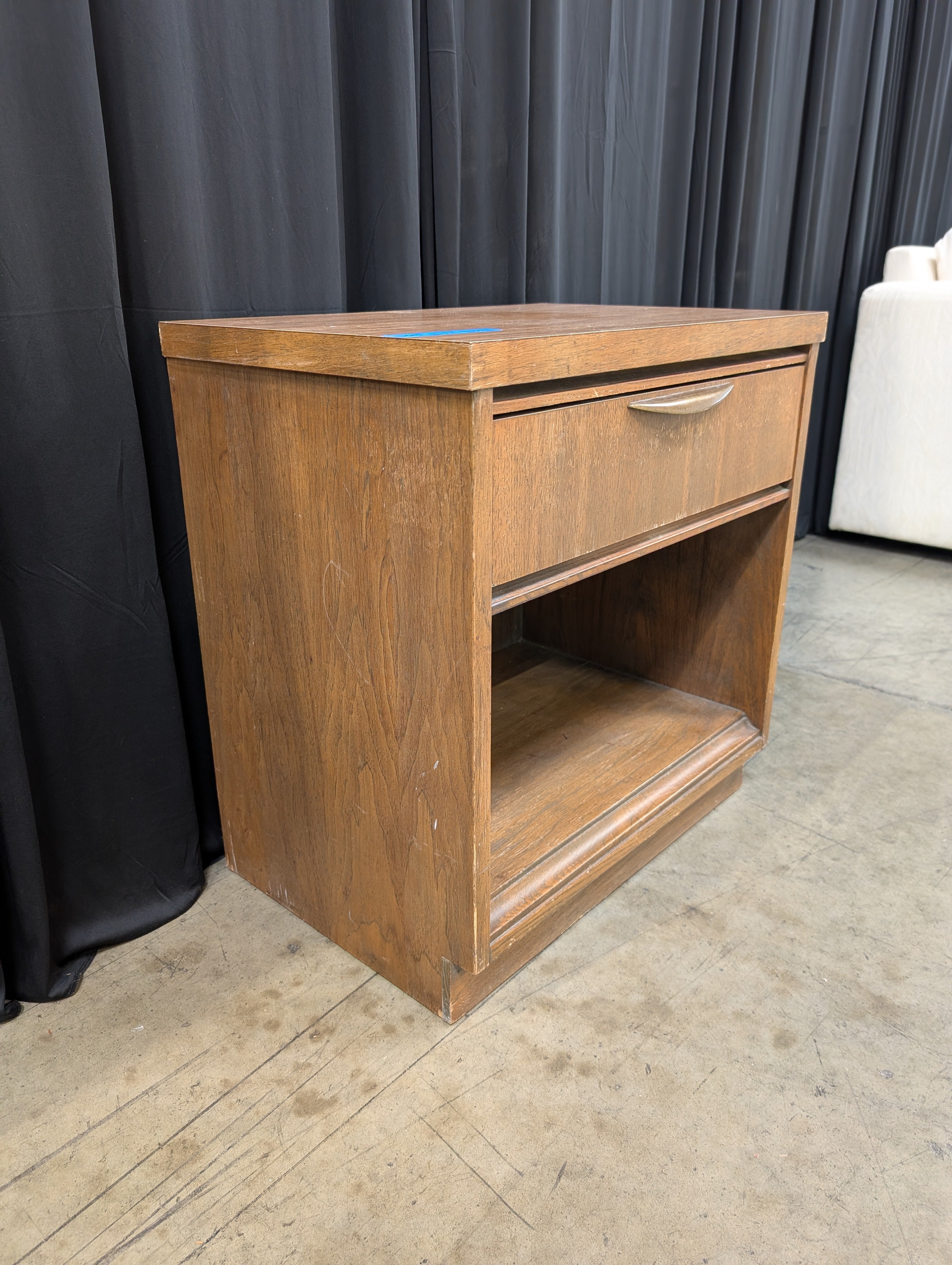 Medium Brown Wood Nightstand with Open Shelf