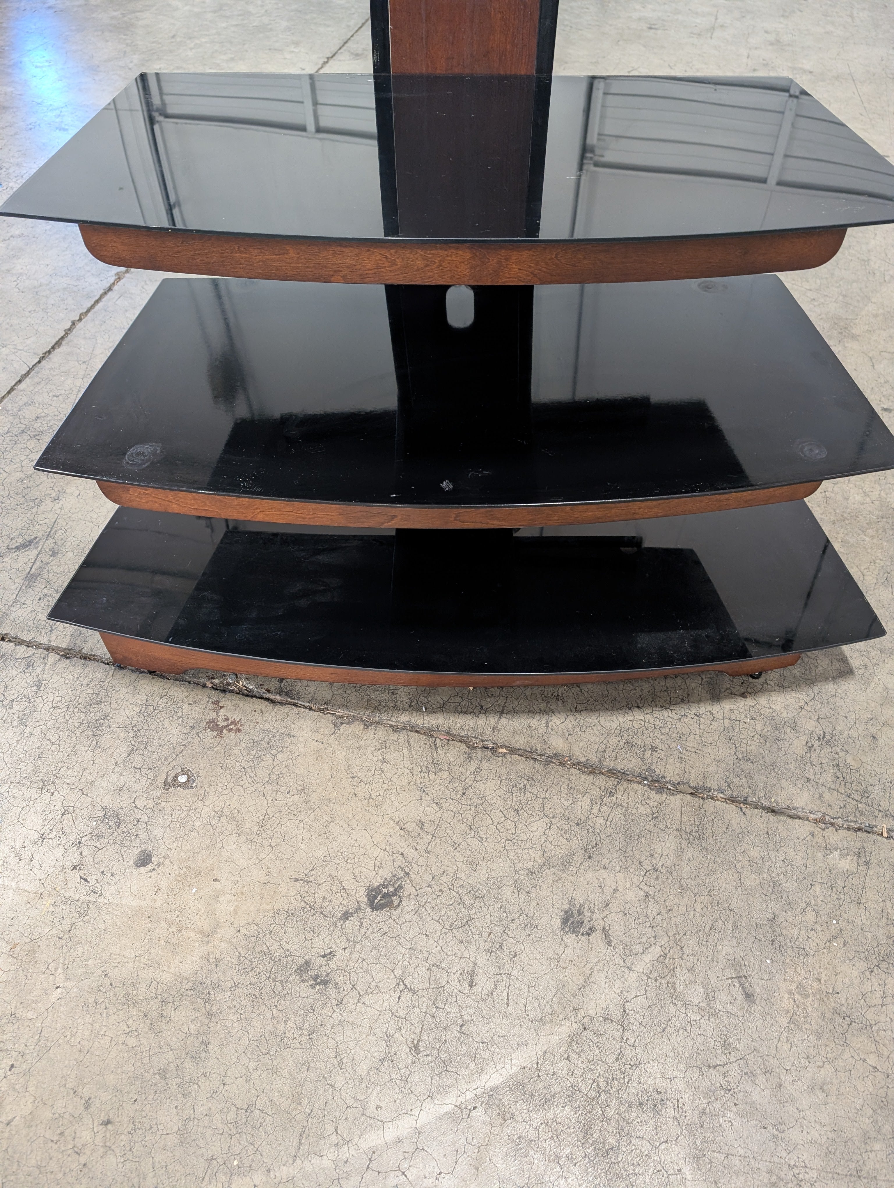 Contemporary Black Glass Media Console