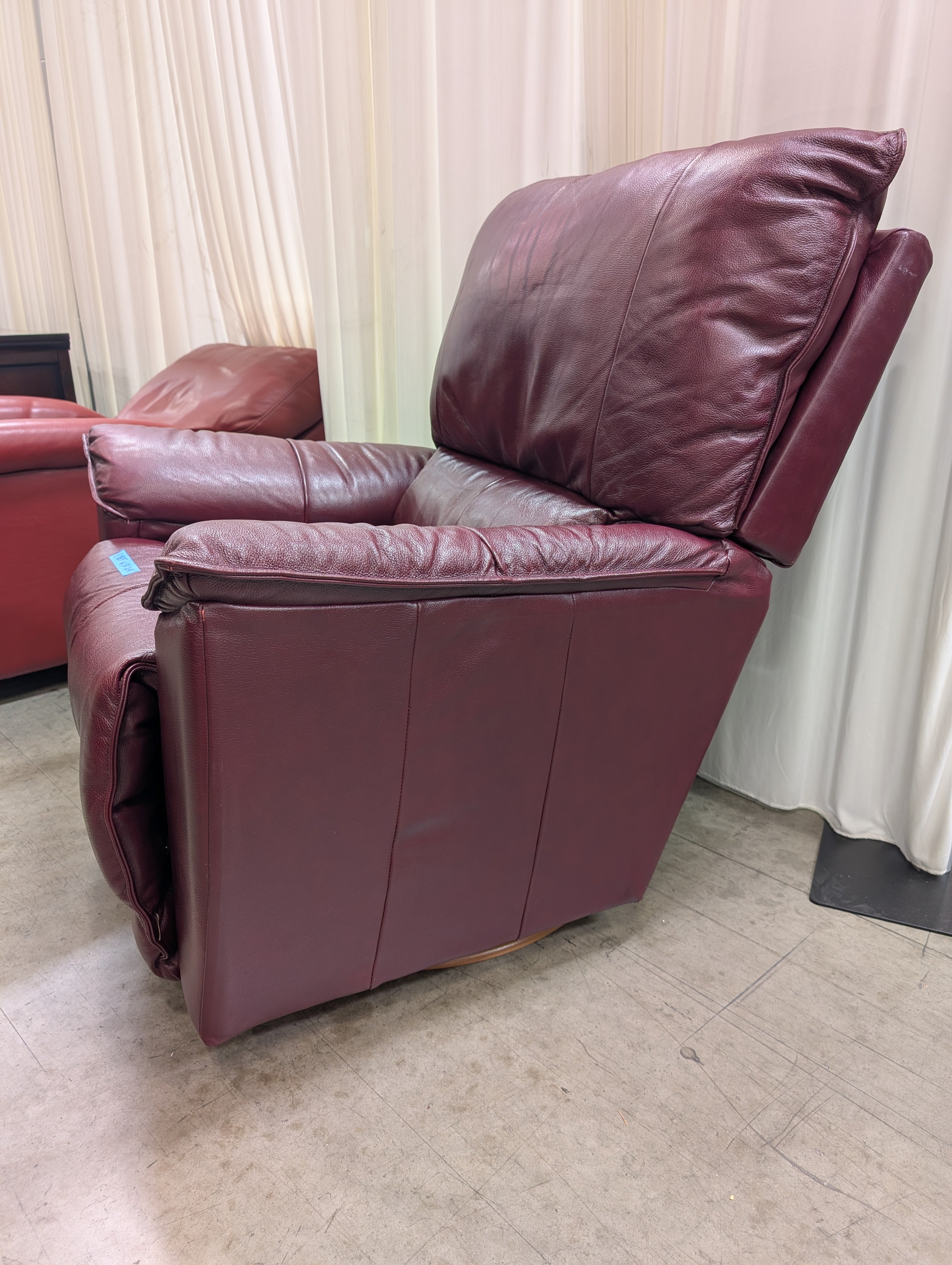 Burgundy Overstuffed LaZboy Recliner with Pillow Arms