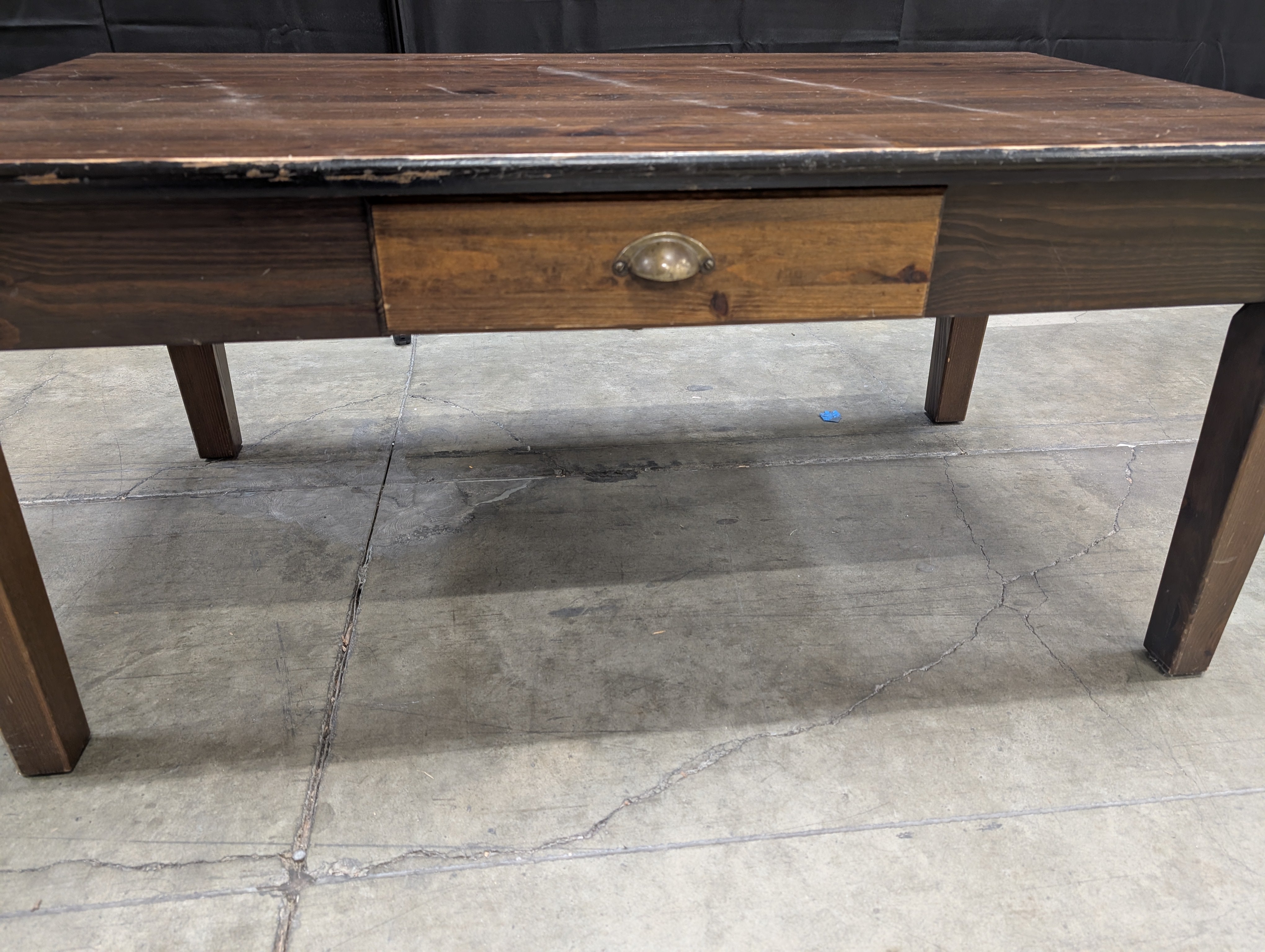Sturdy Rectangular Dark Wood Accent Table with Drawer