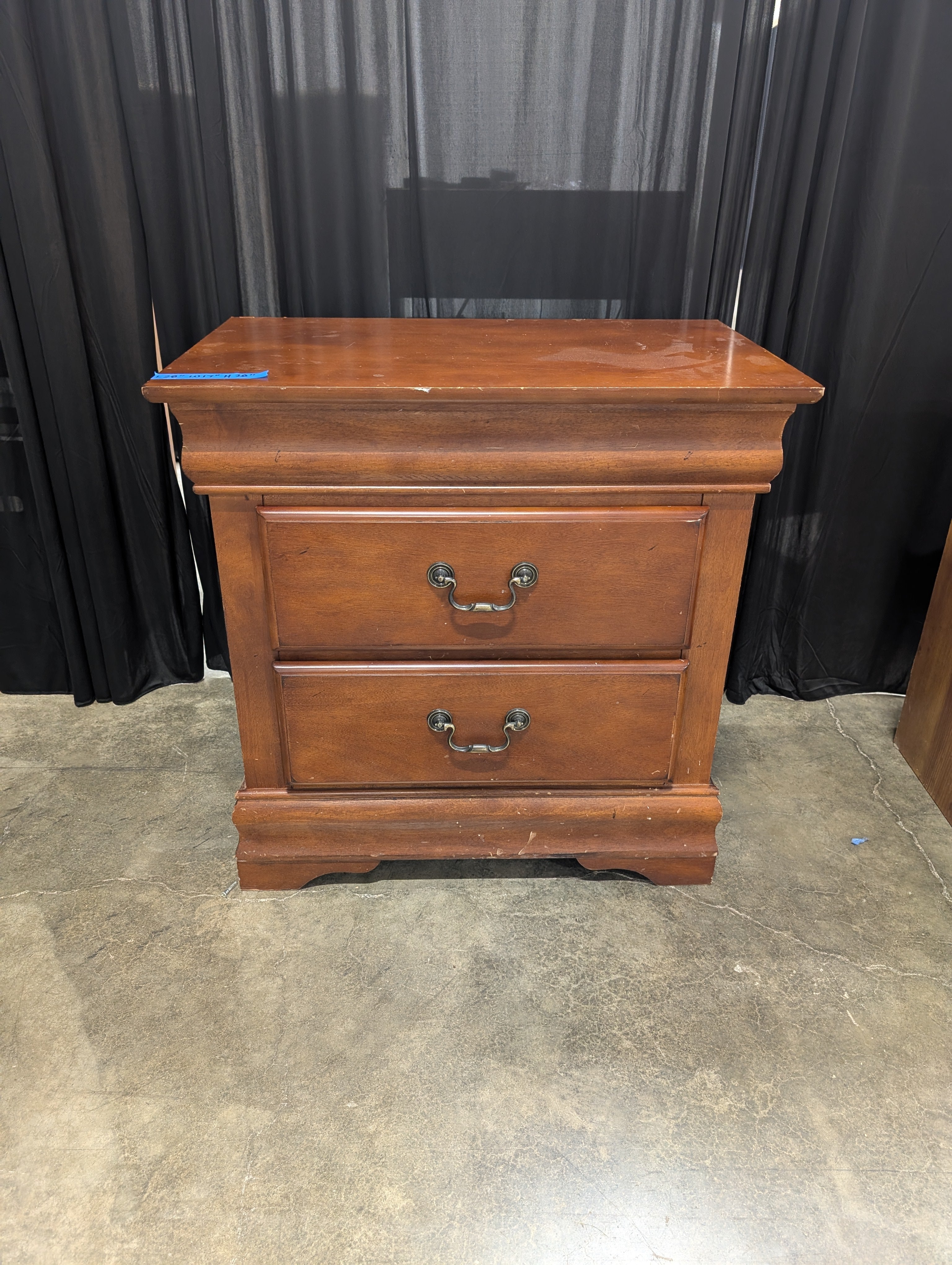 Cherry Stained Two-Drawer Wood Nightstand