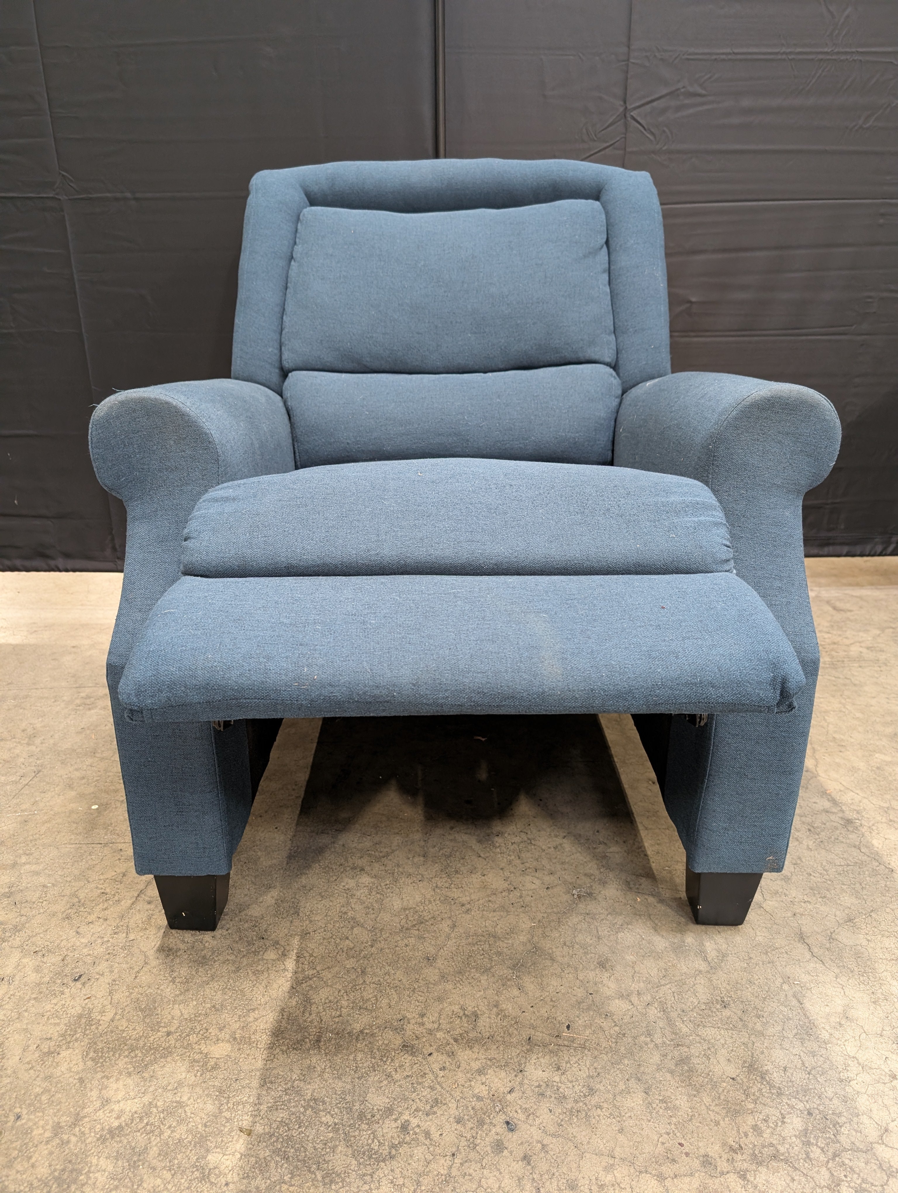 Comfortable Blue Upholstered Recliner Chair