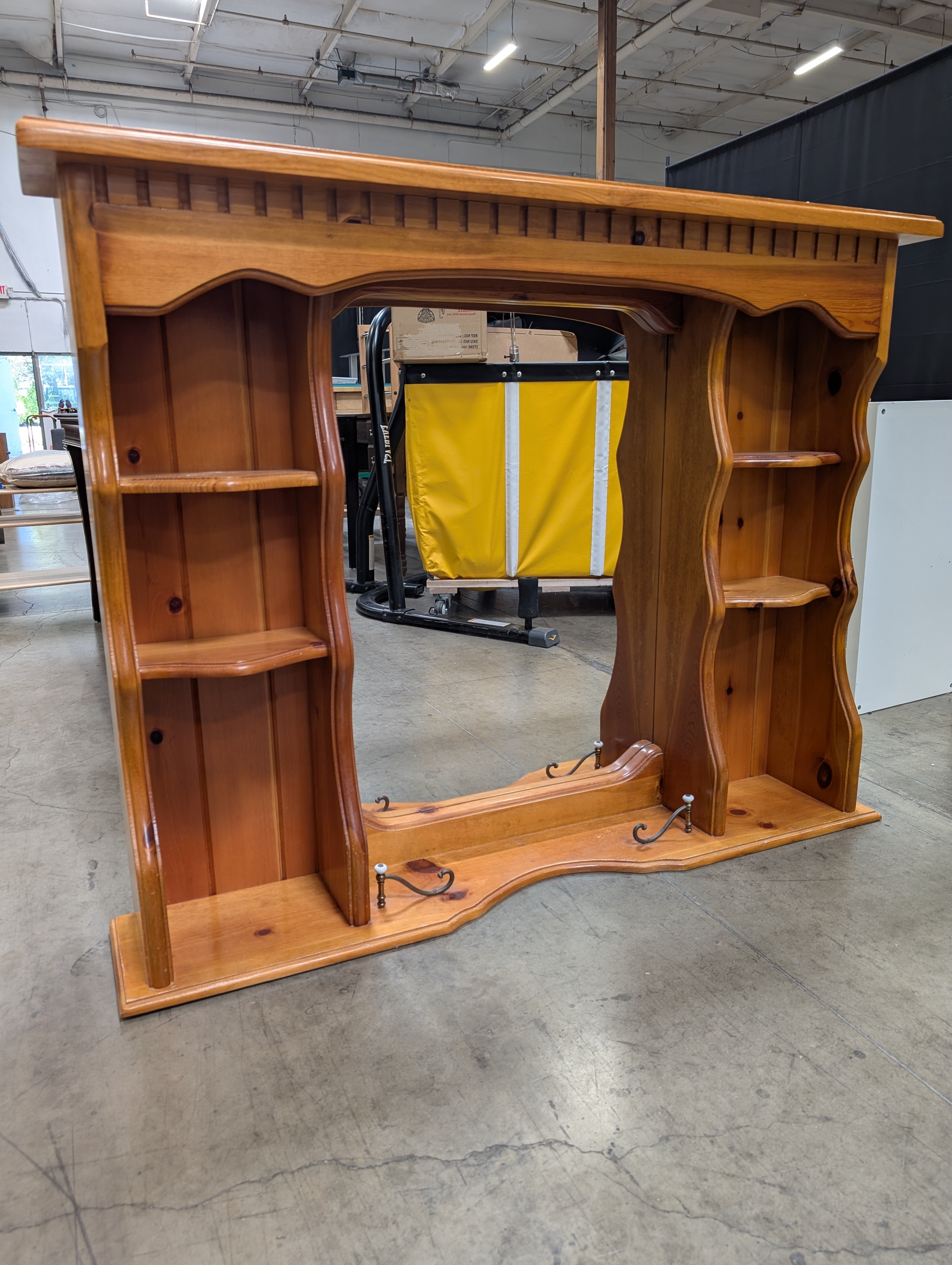 Top Half Rustic Pine Wood Vanity Mirror