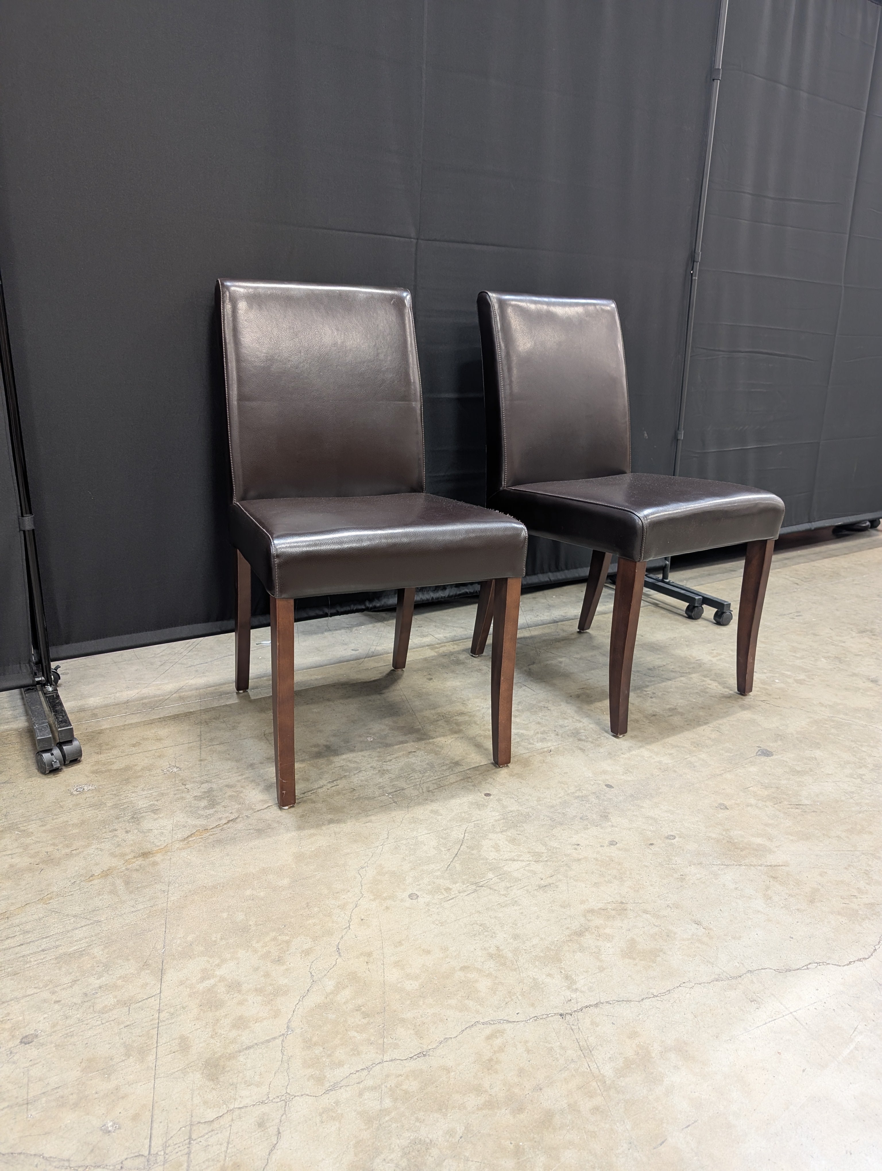 Pair of Brown Leather Jason Furniture Dining Chairs