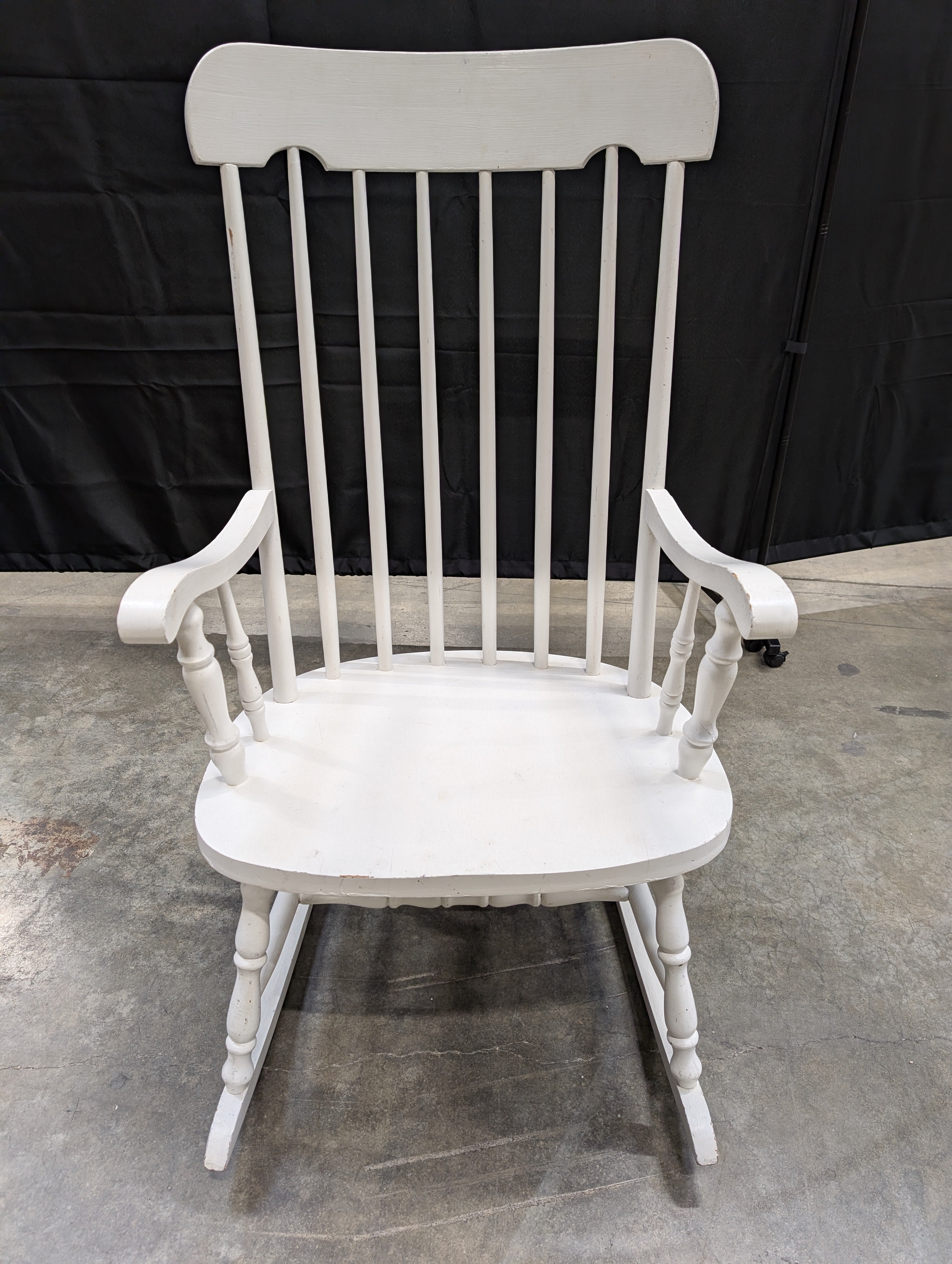 Classic White Wood Spindle Back Rocking Chair