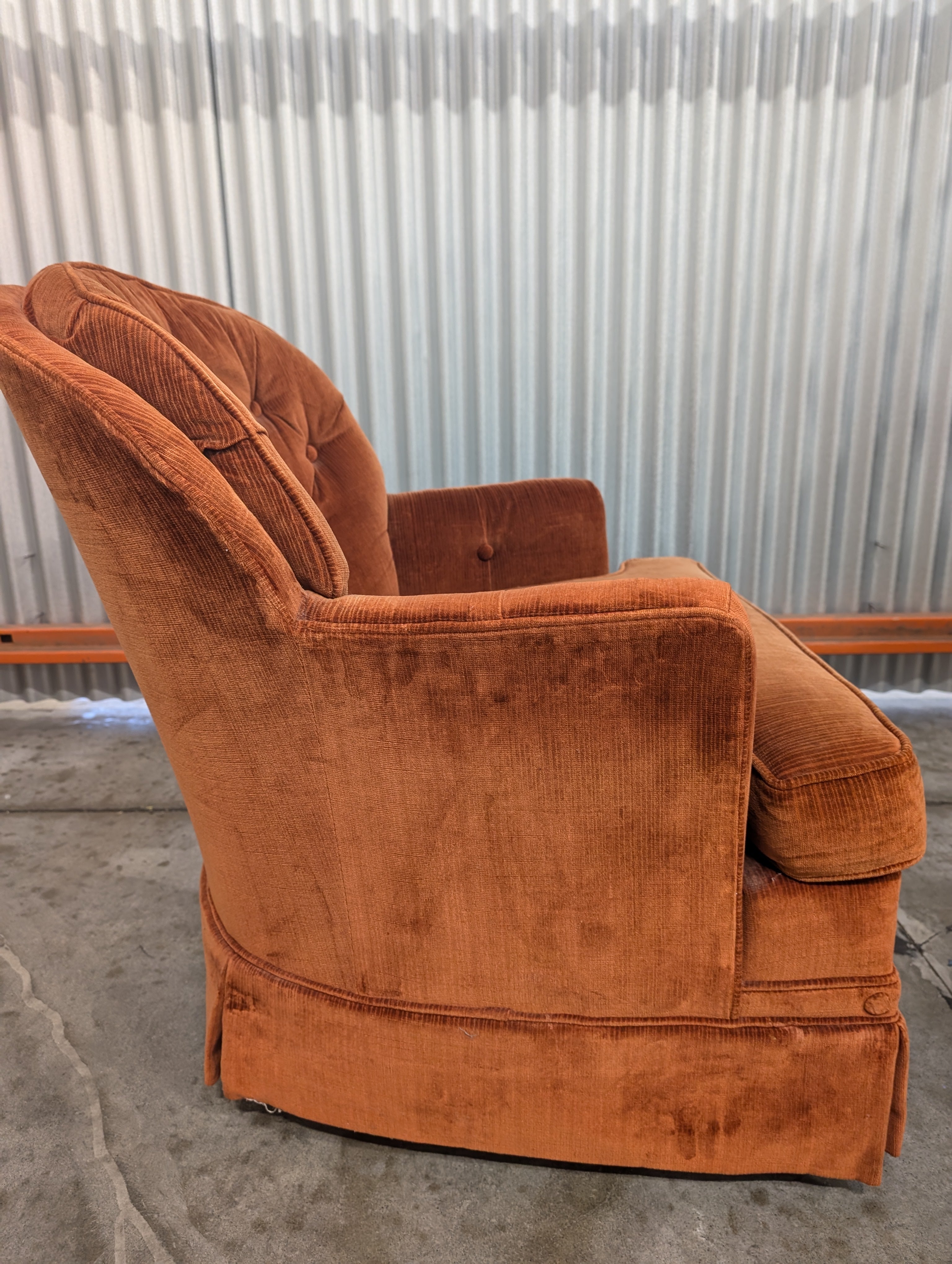 Pair of Vintage Terracotta Tufted Club Armchair