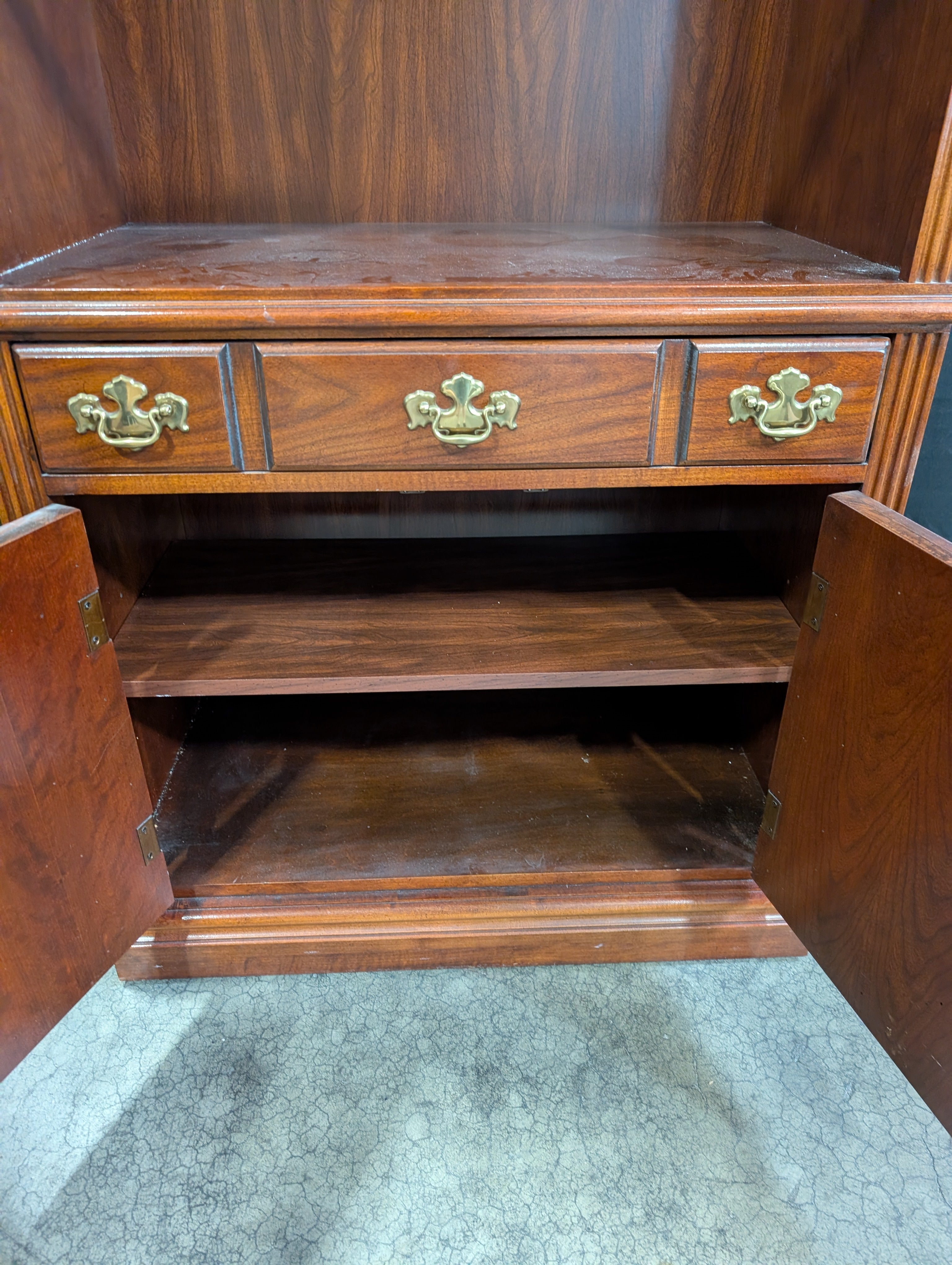 Traditional Cherry Finish Wood Bookcase with Storage Cabinet