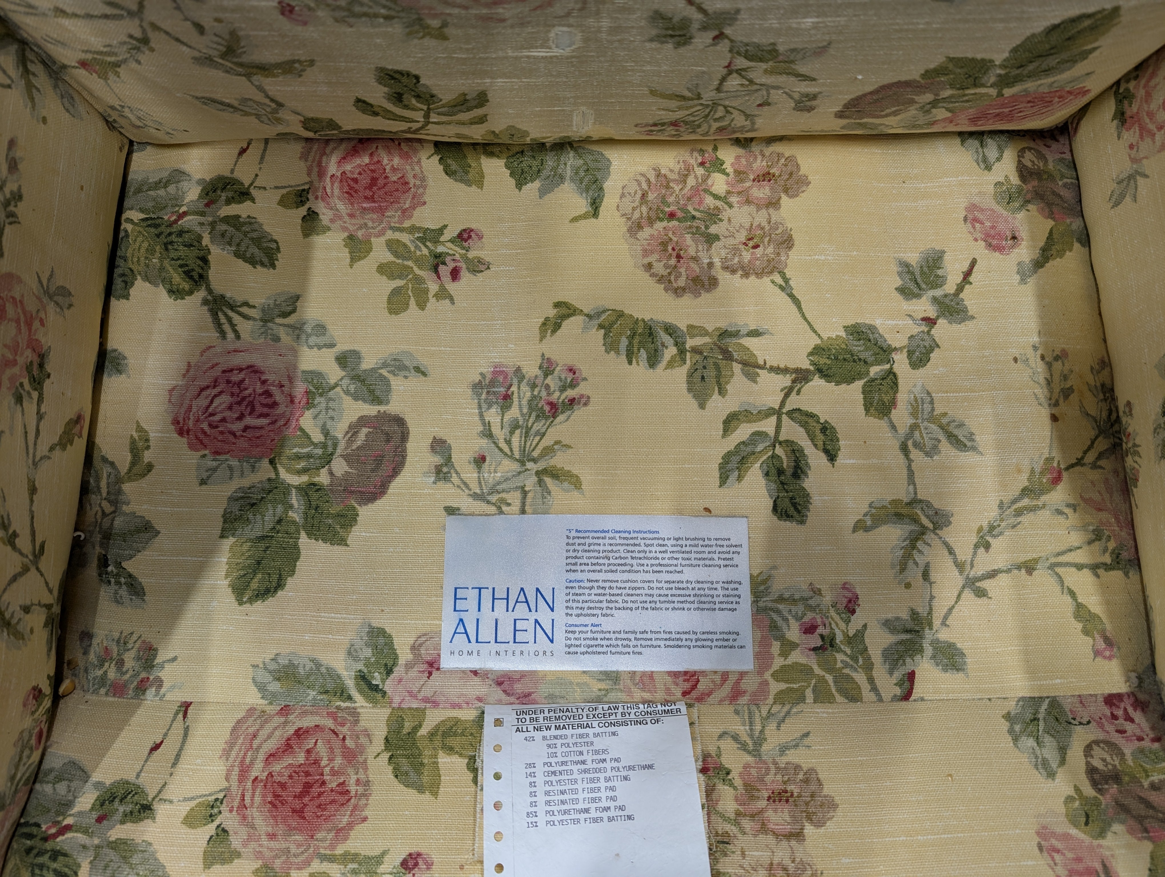 Ethan Allen Floral Wingback Chair