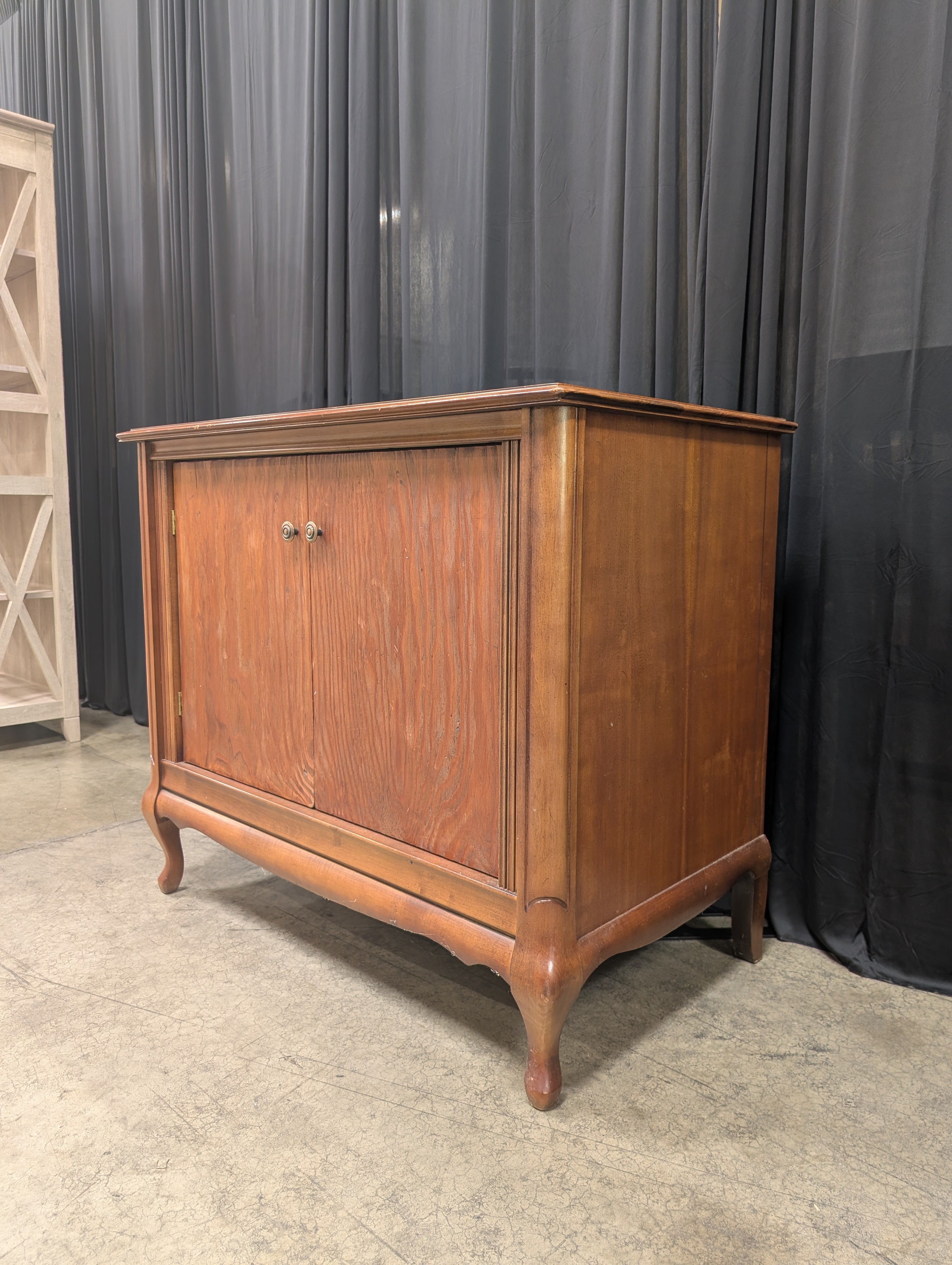 Vintage Reddish Brown Wood Buffet with Cabriole Legs
