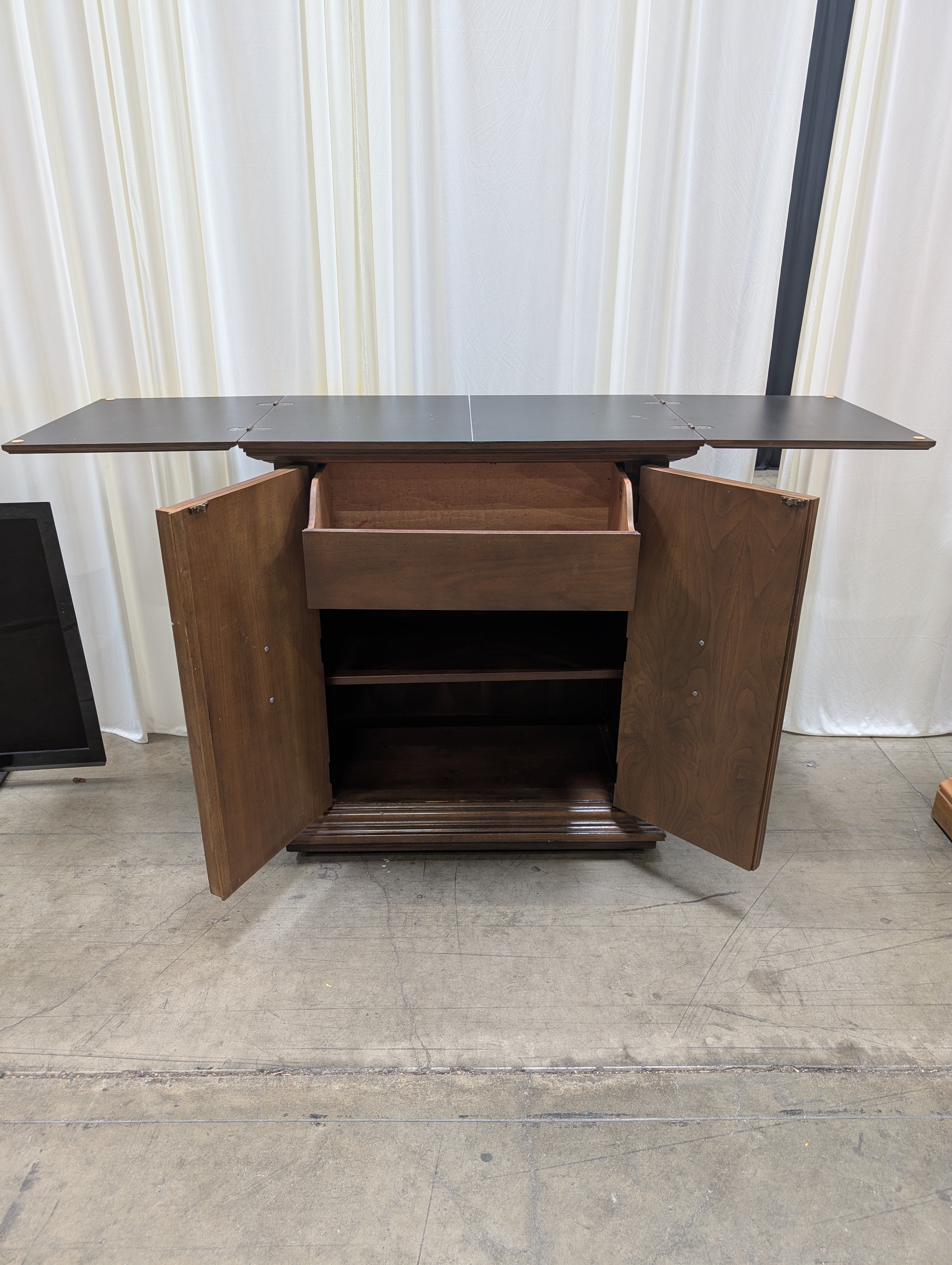 Drexel Brutalist Carved Wood Buffet with Ornate Pulls