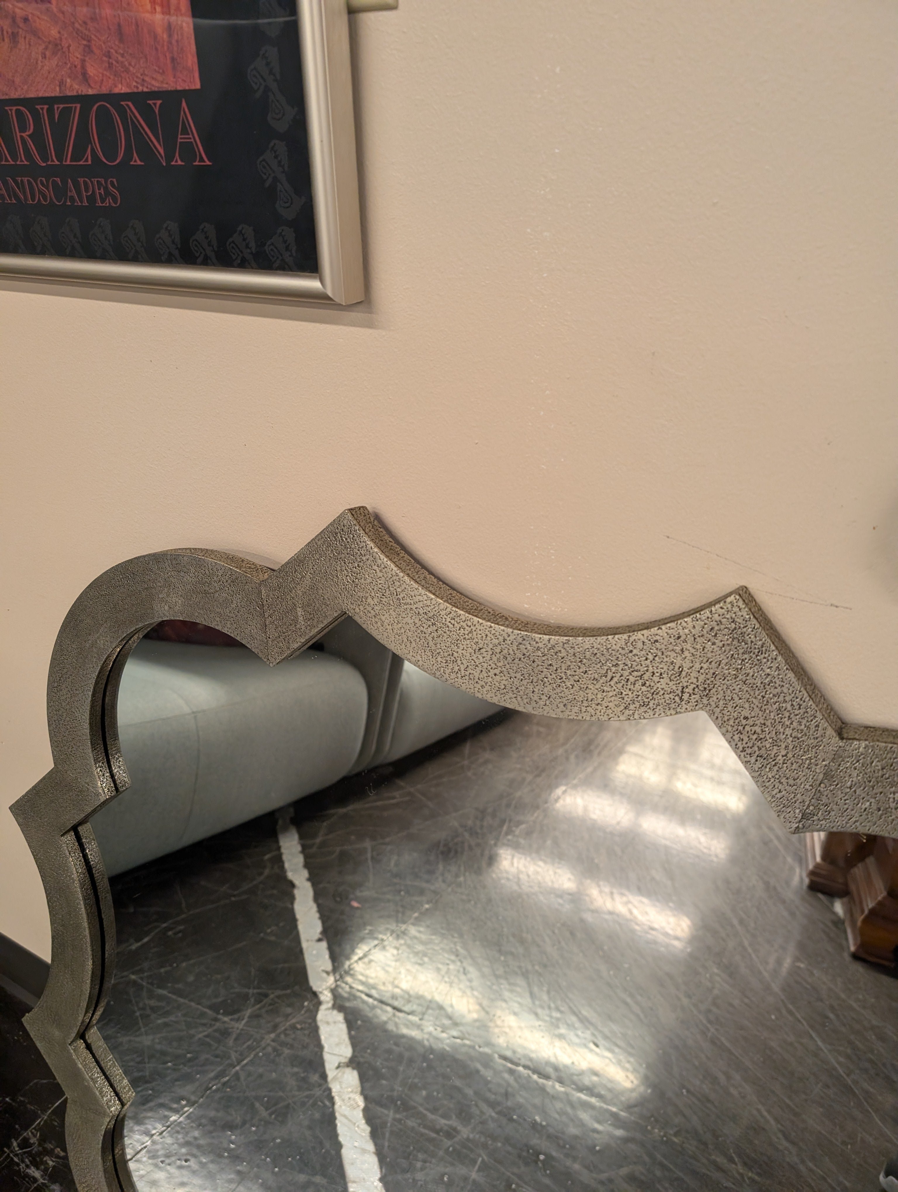 Decorative Scalloped Textured Silver Wall Mirror