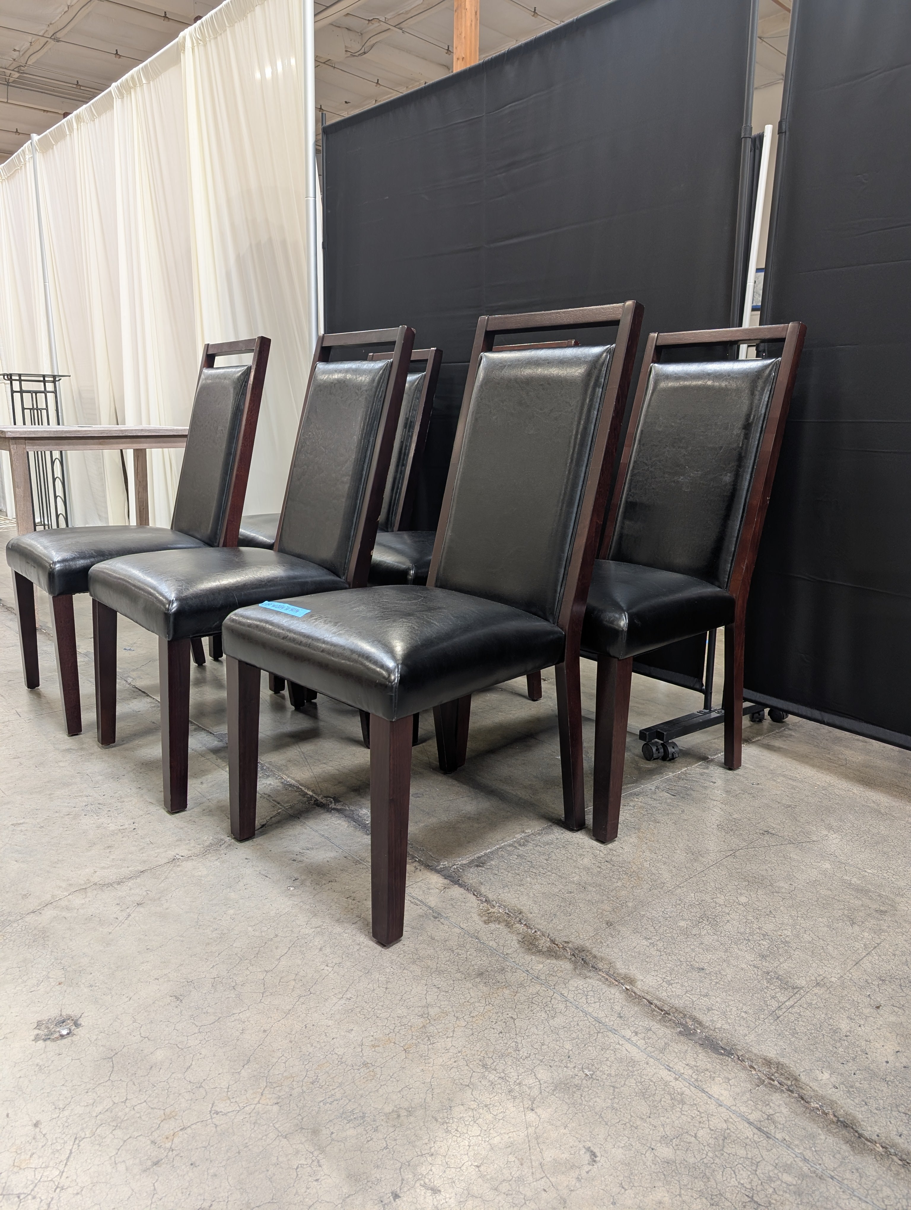 Dark Espresso O-Palier furniture Wood Dining Chair in Faux Leather