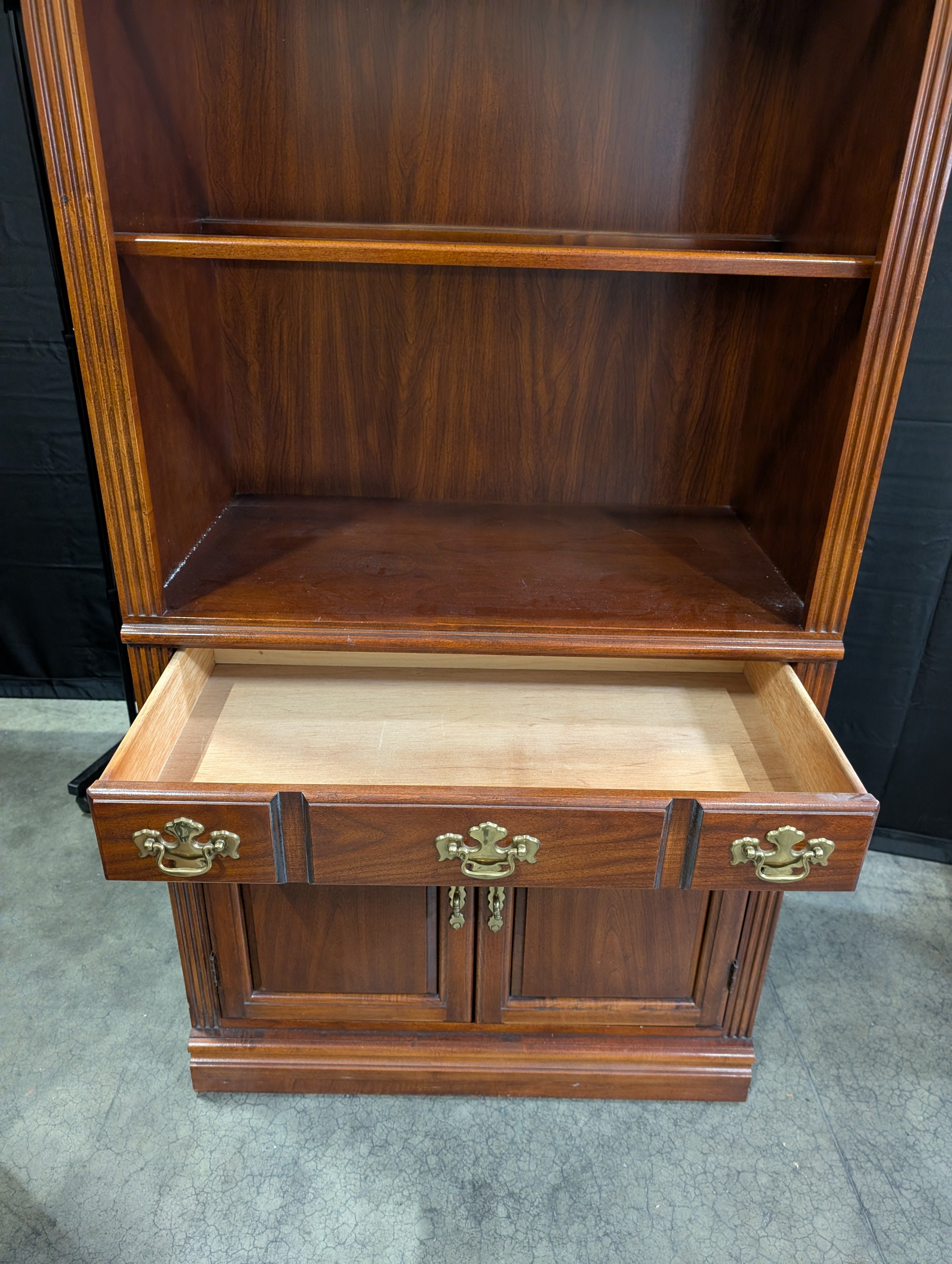Traditional Cherry Finish Wood Bookcase with Storage Cabinet
