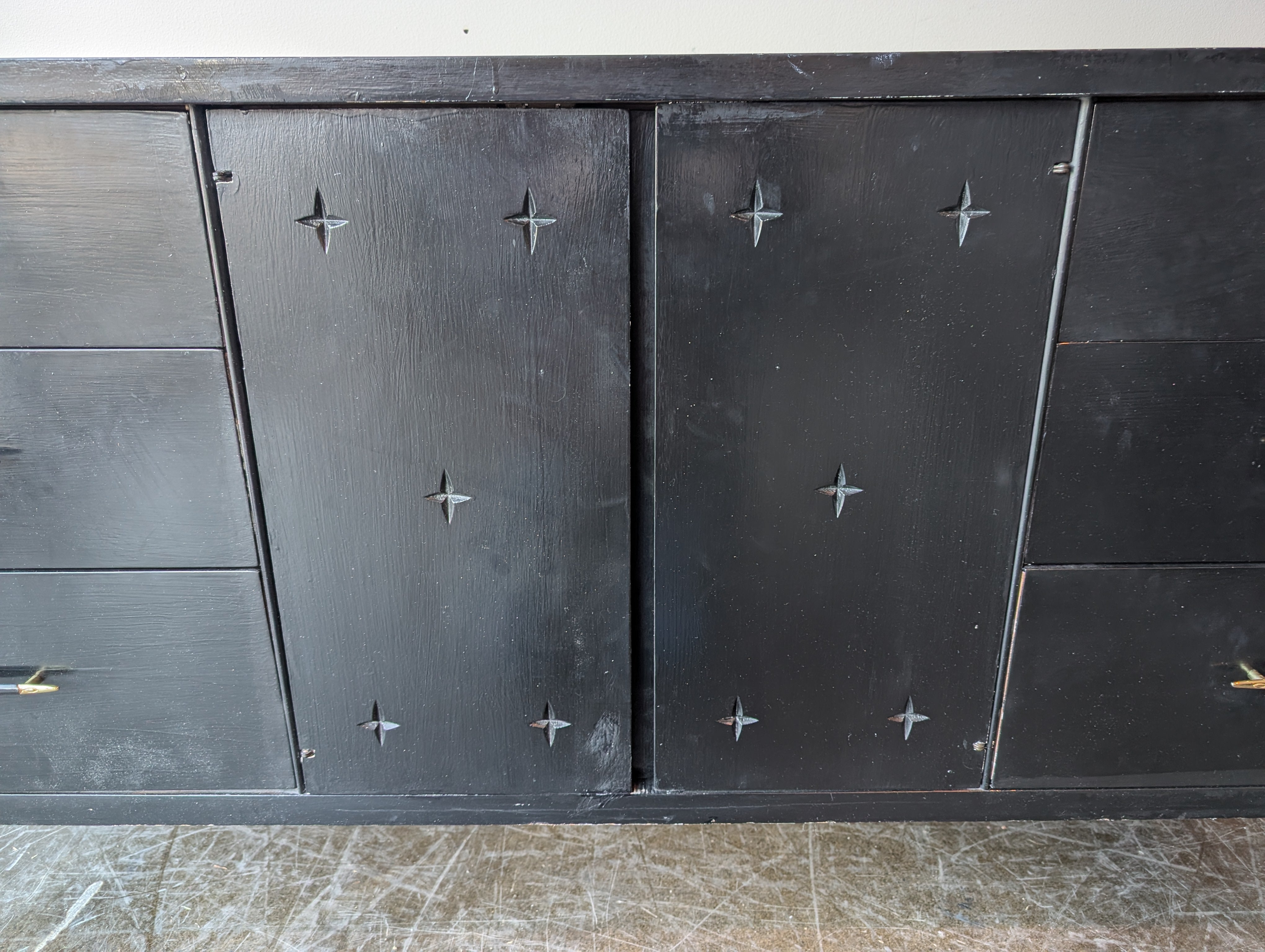 Mid-Century Modern Style Black Dresser Credenza