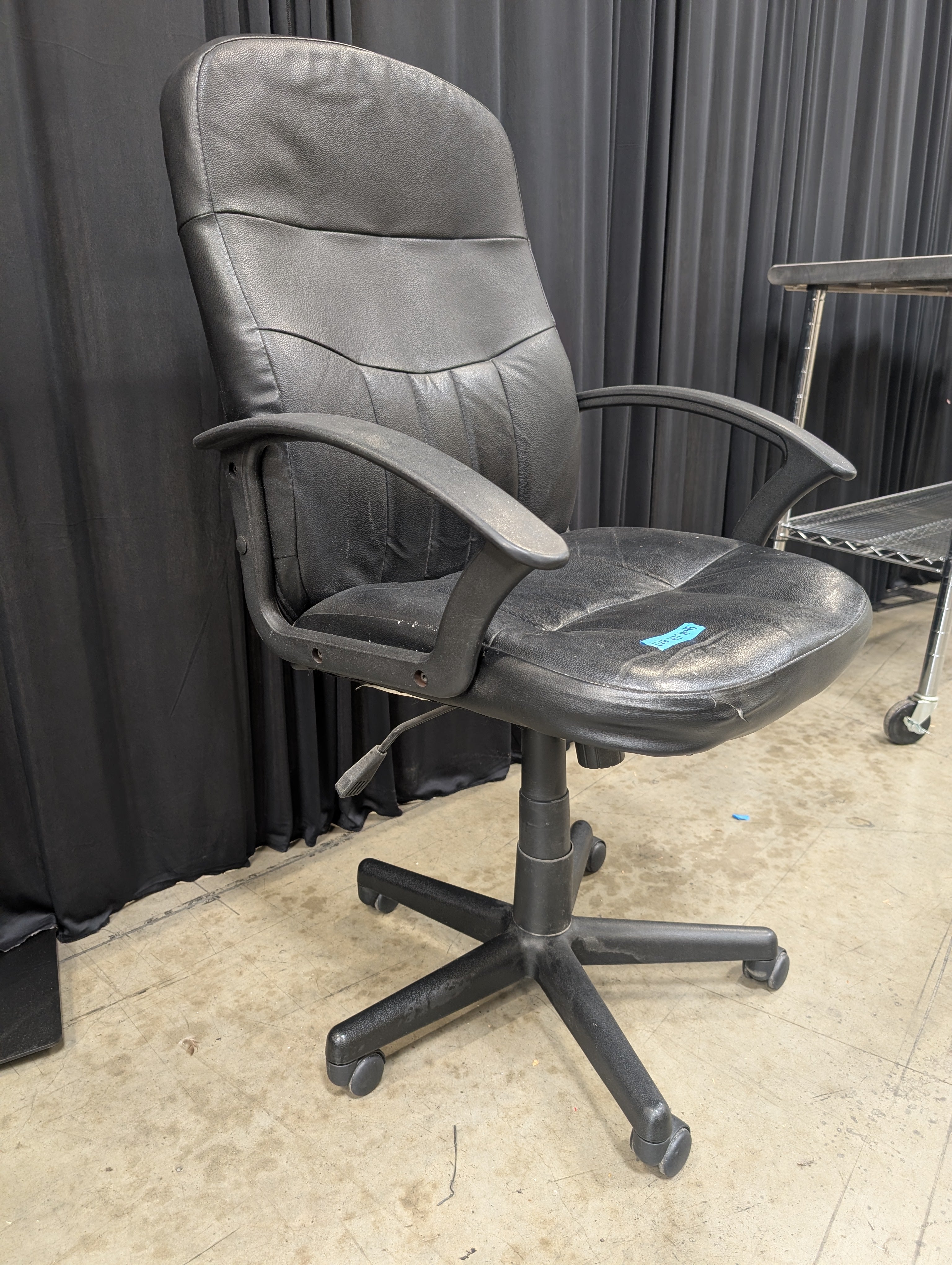 Black Faux Leather Office Chair with Armrests