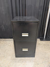 Black Two-Drawer Filing Cabinet with Silver Handles
