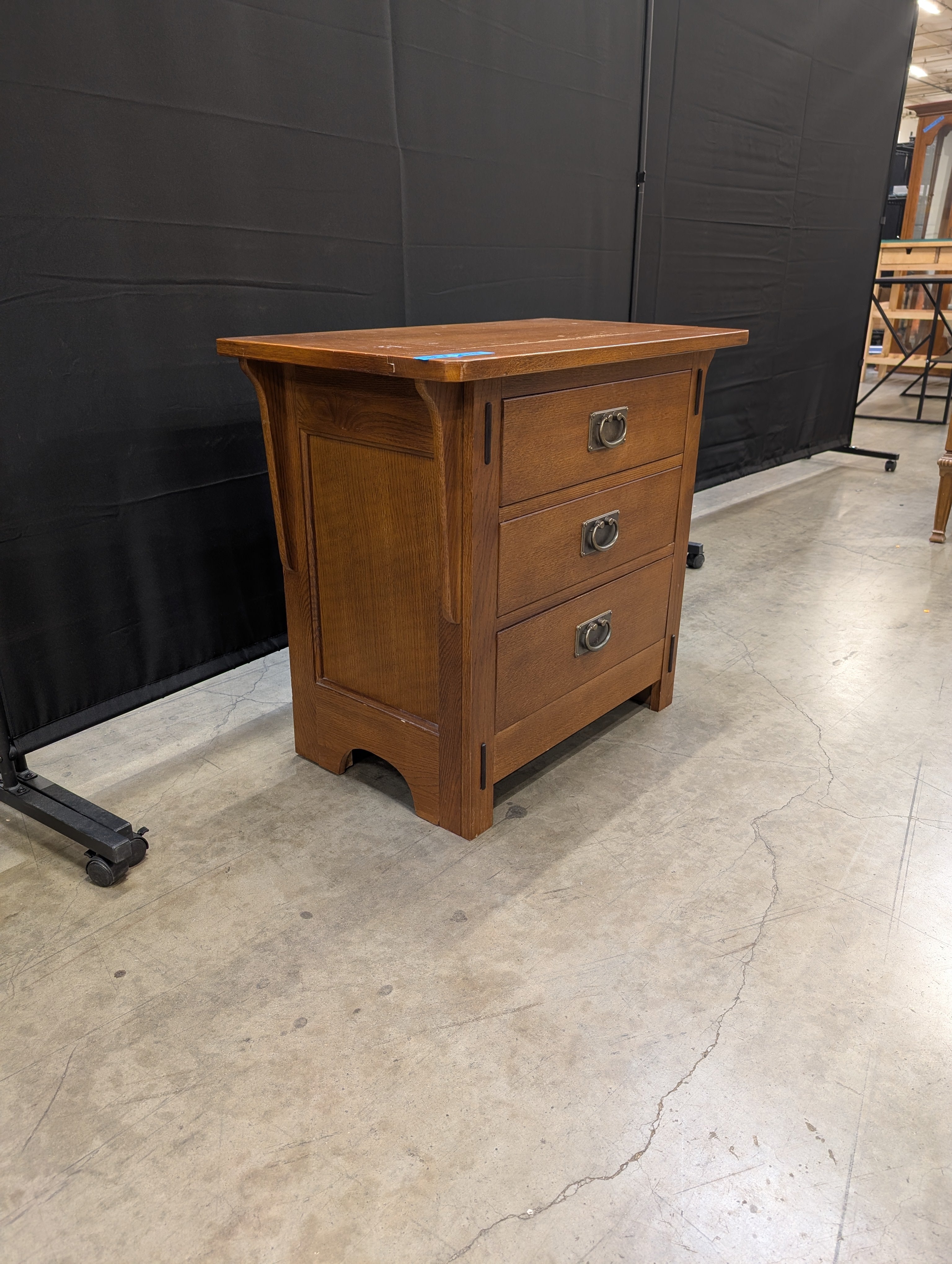 Mission Style Hardwood 3-Drawer Nightstand Side Table