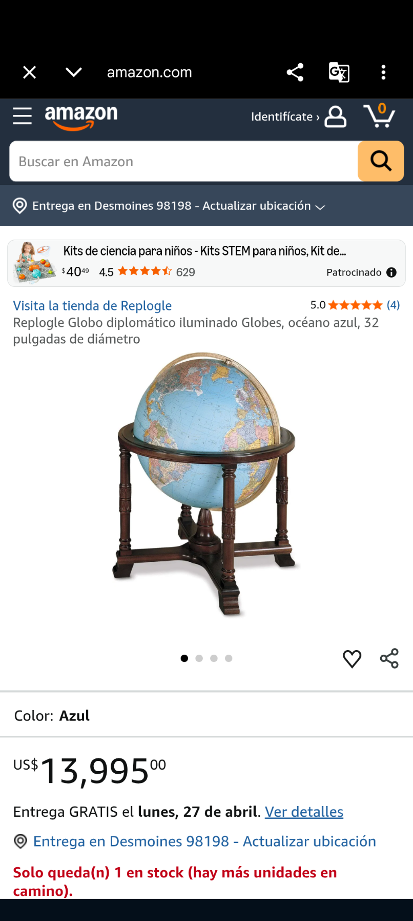 Impressive Replogle 32 Inch Floor Standing Library Globe (Retail -$13,950)