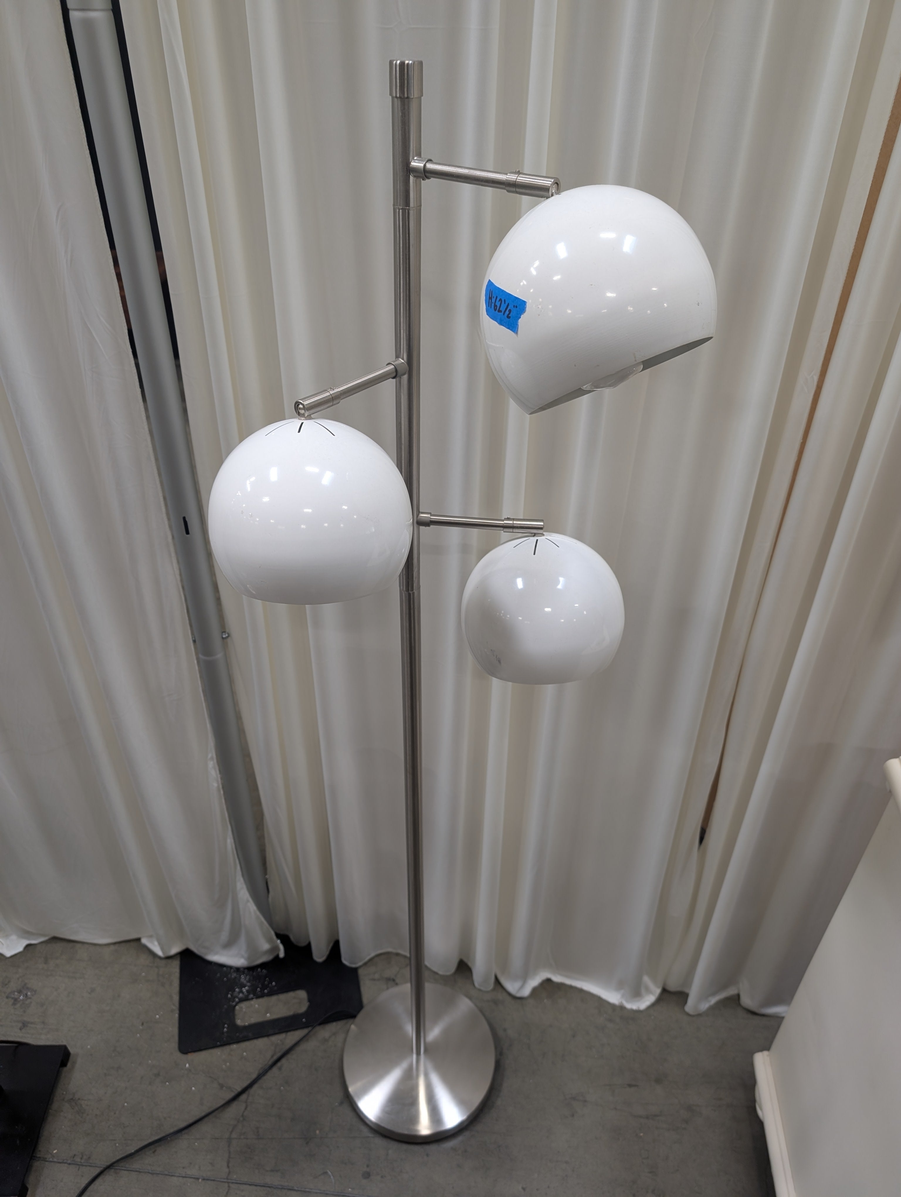 Mid-Century Modern Three-Light Floor Lamp in Chrome