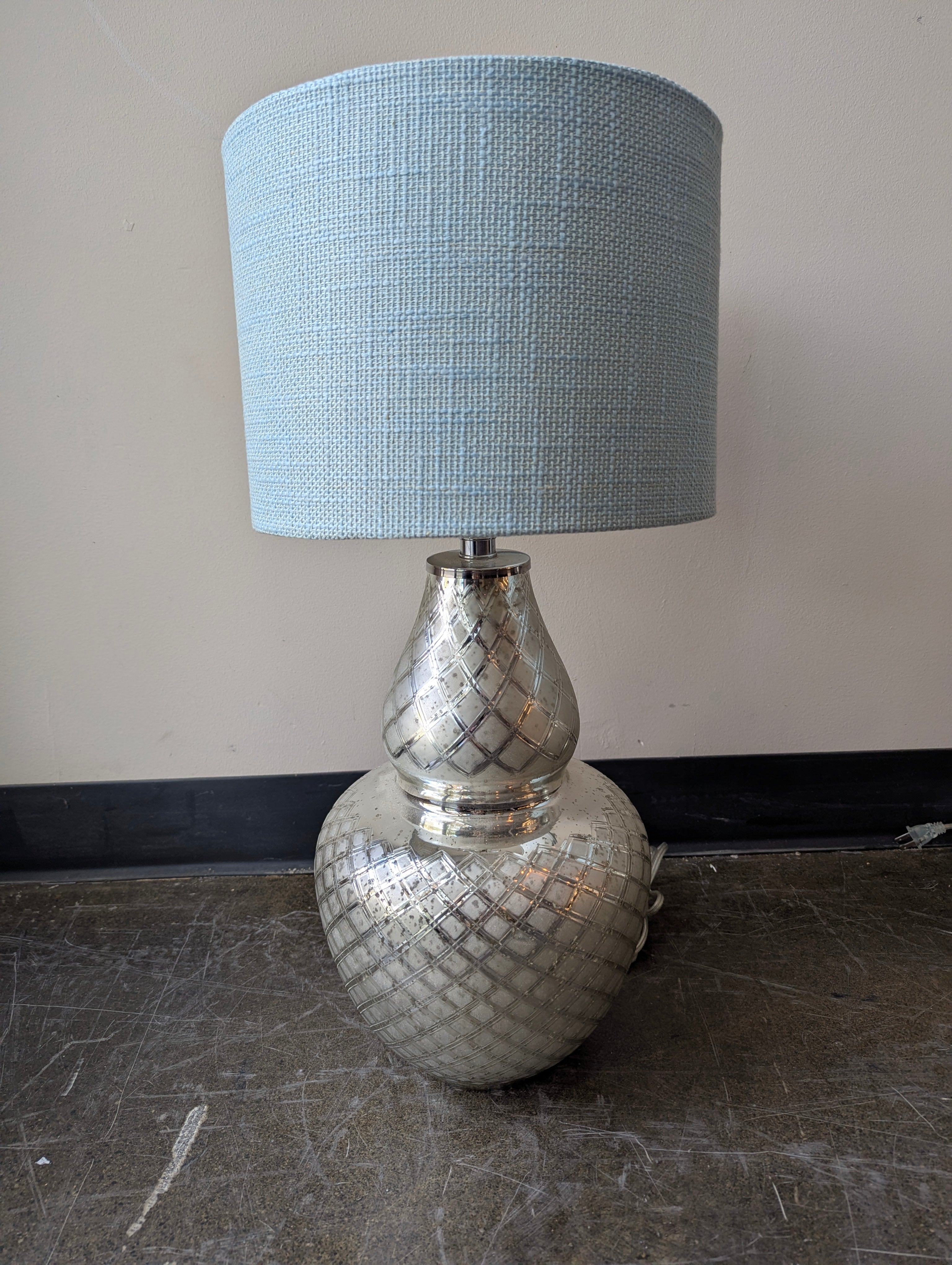 Textured Blue Shade Mercury Glass Table Lamp