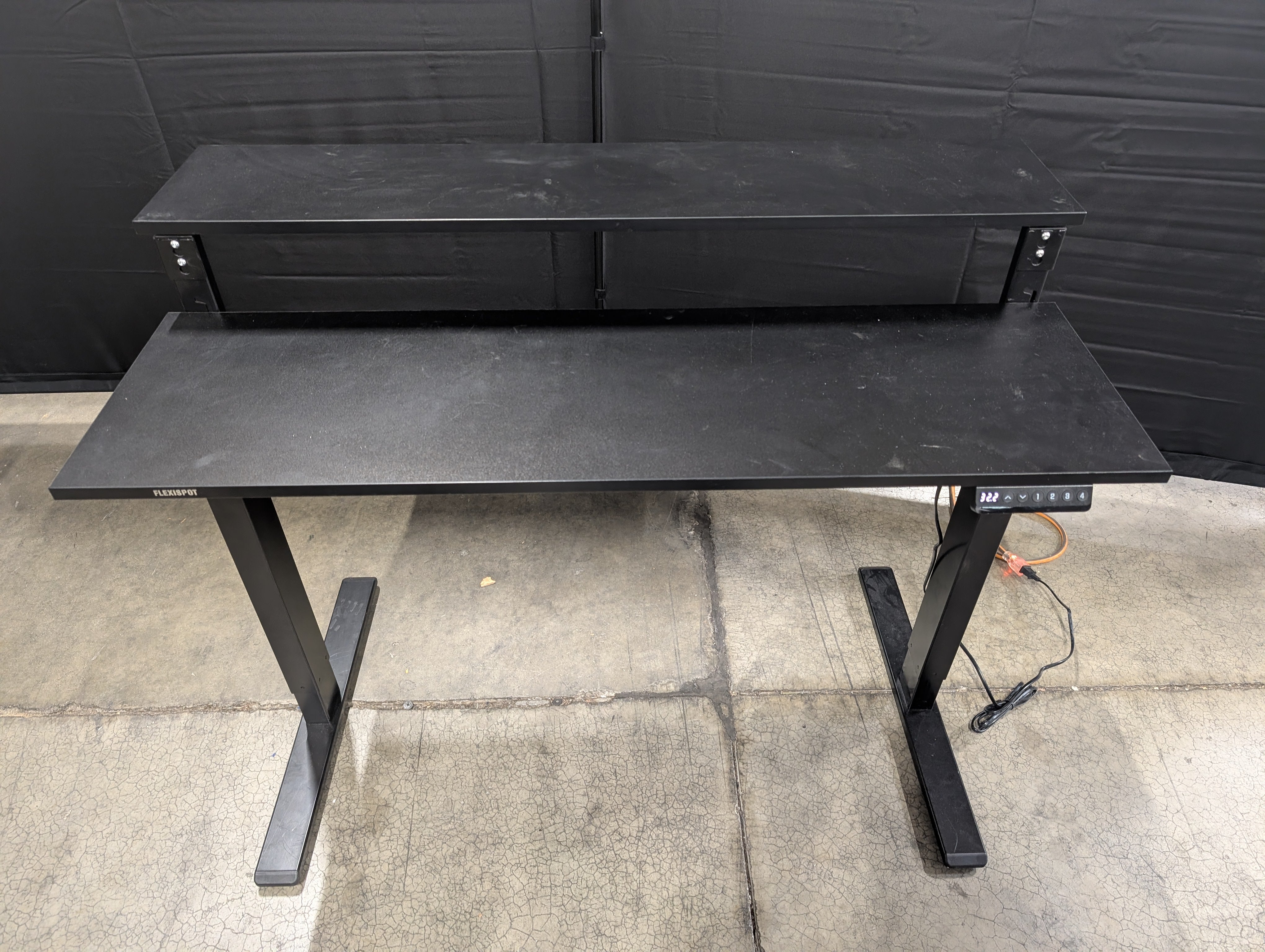 Modern Black Two-Tier Electric Height Adjustable Standing Desk