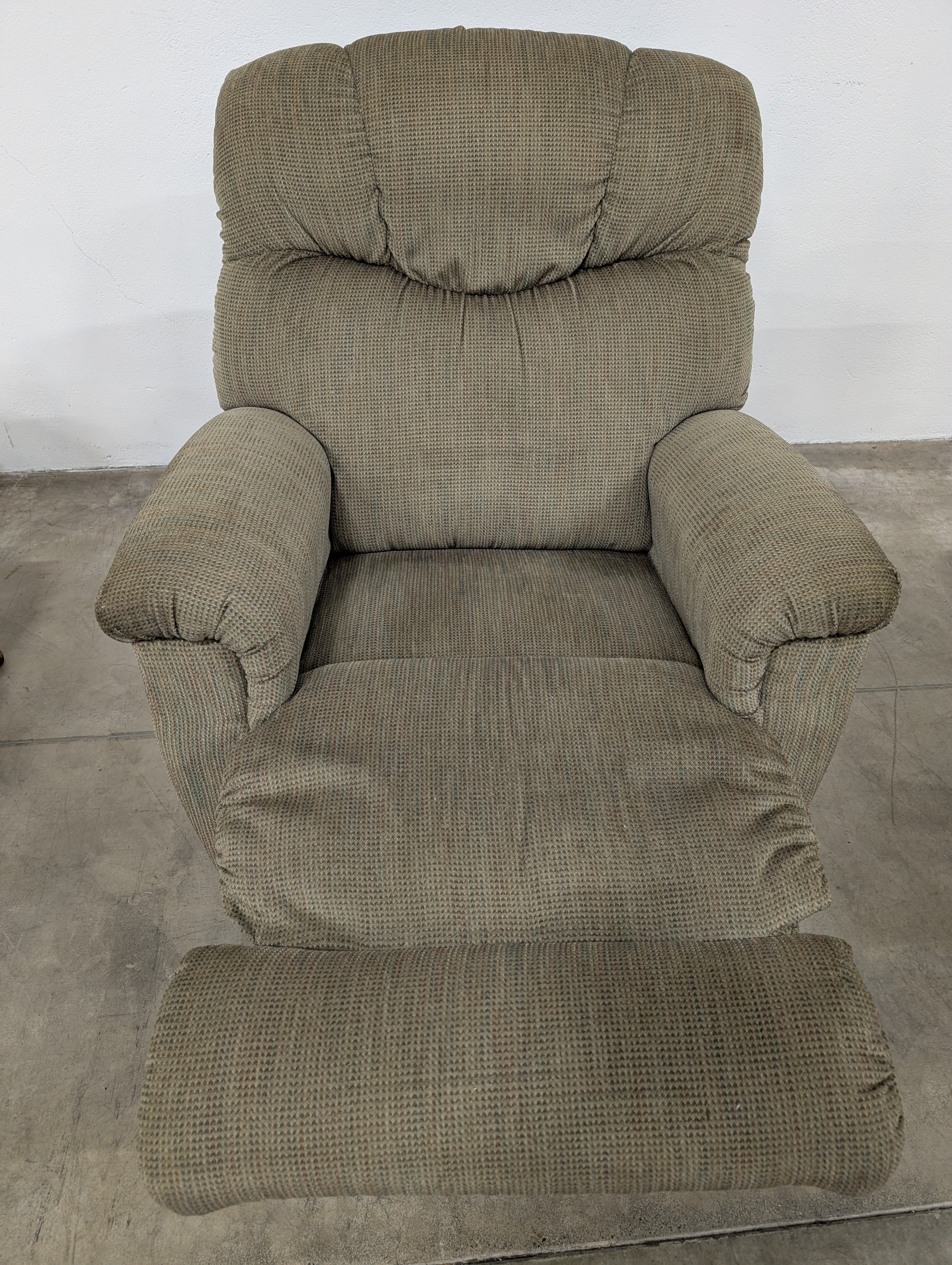 Plush Recliner Armchair, Neutral Textured Fabric