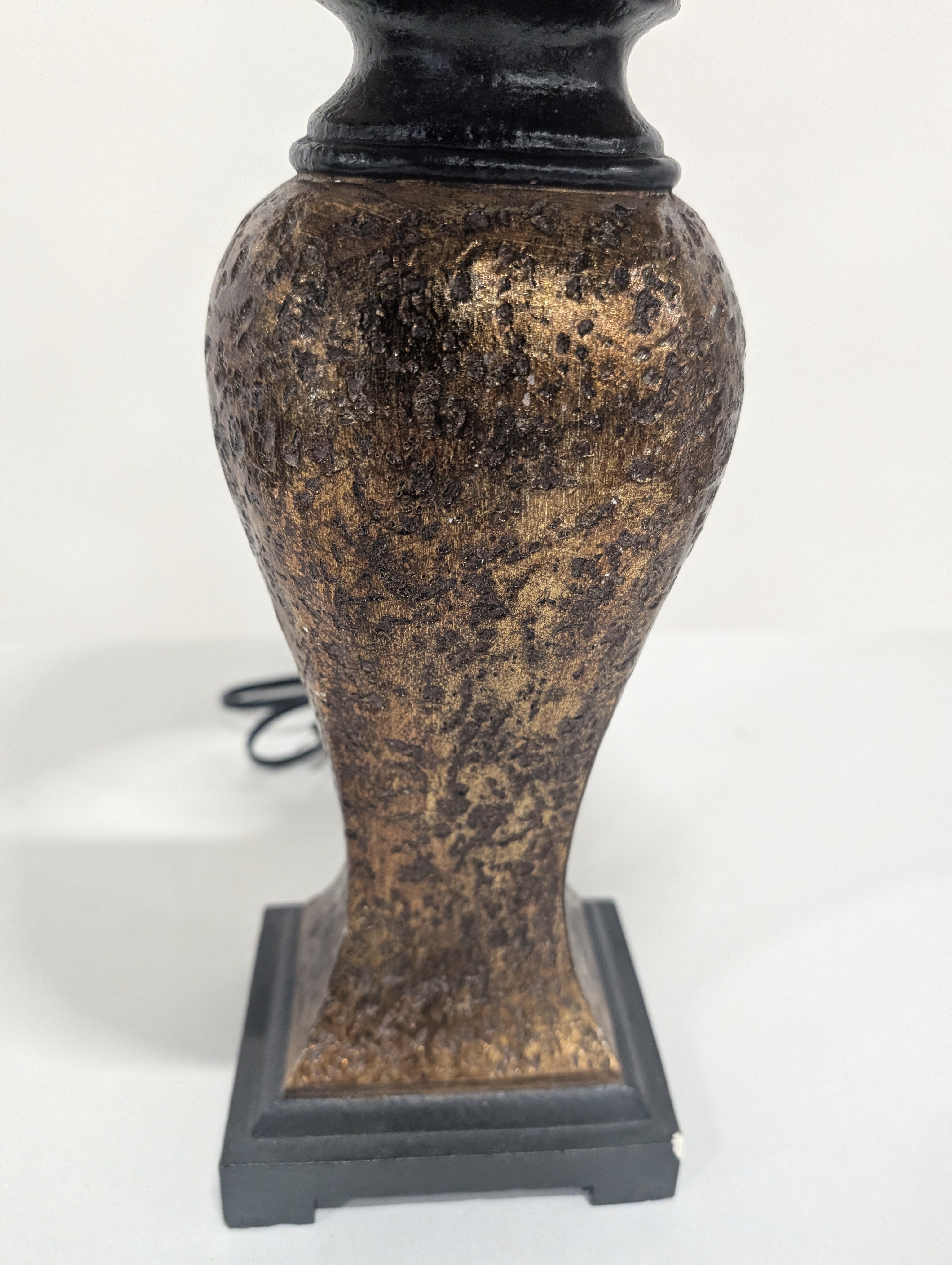 Decorative Gold Tone Table Lamps with Tan Fabric Drum Shade